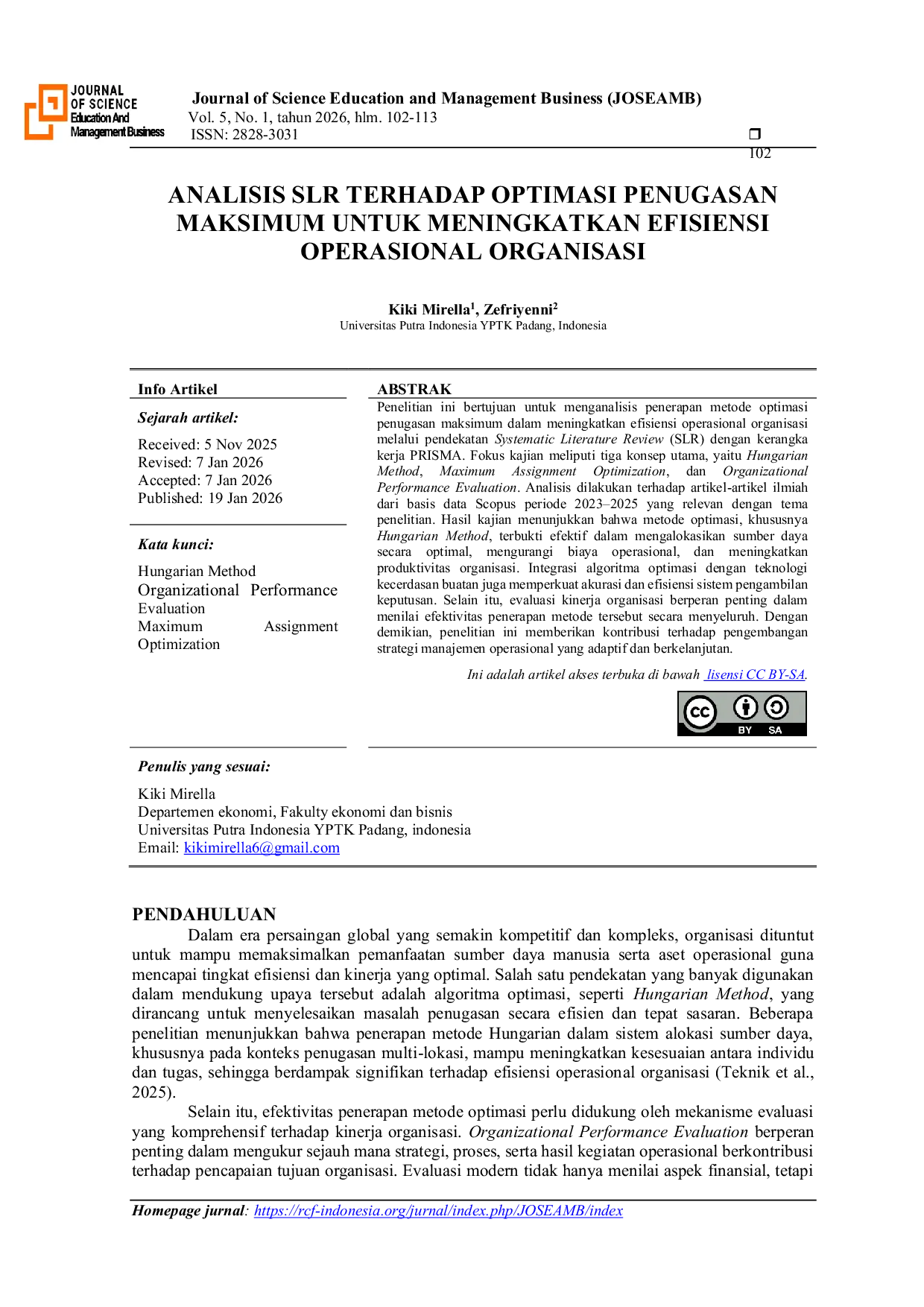JURIS Analisis SLR Terhadap Optimasi Penugasan Maksimum Untuk Meningkatkan Efisiensi Operasional Organisasi