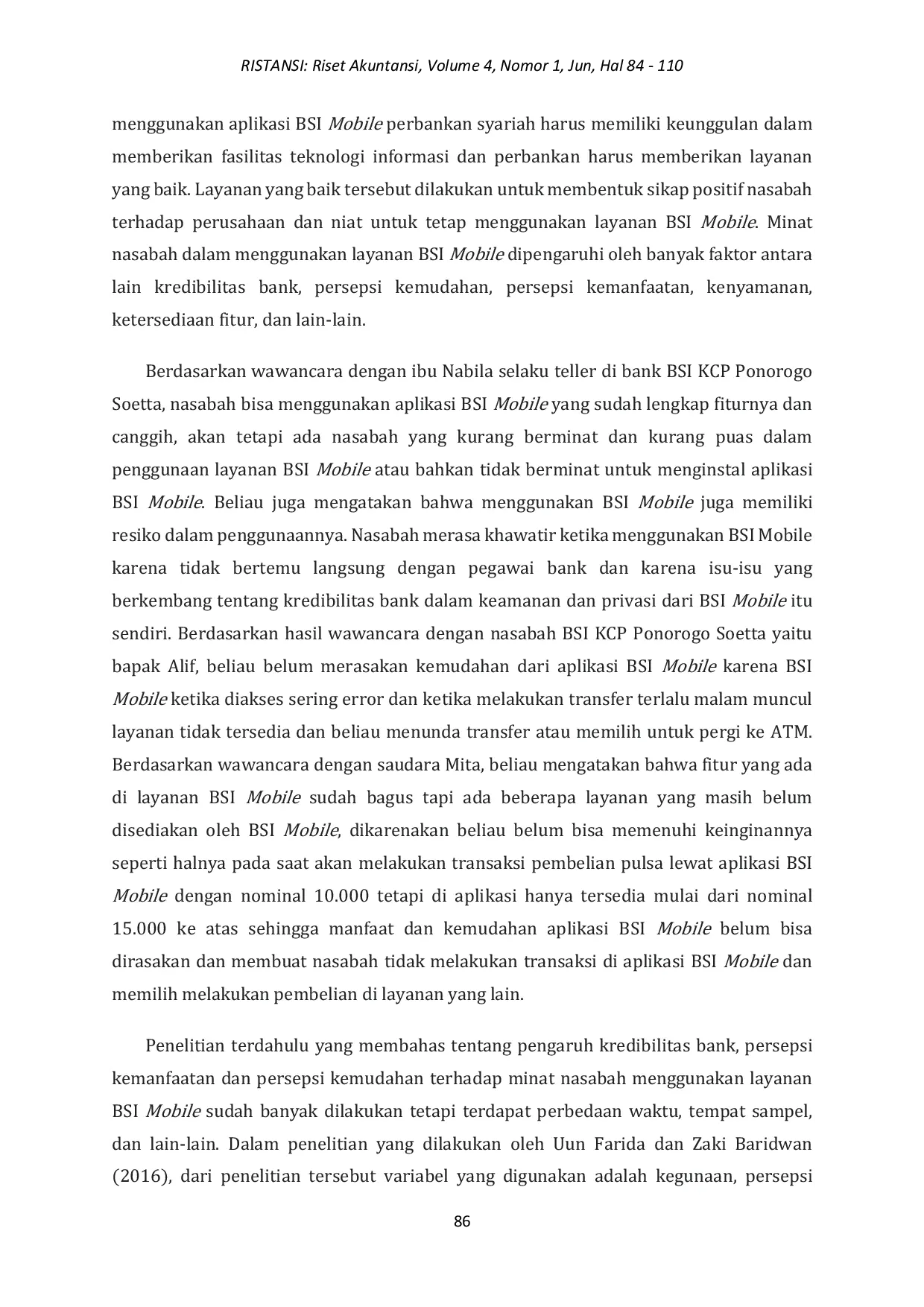 JURIS Pengaruh Kredibilitas Bank Persepsi Kemanfaatan dan Persepsi Kemudahan Aplikasi Perbankan Terhadap Minat Nasabah Menggunakan Layanan BSI Mobile Di Bank Syariah Indonesia KCP Ponorogo Soetta