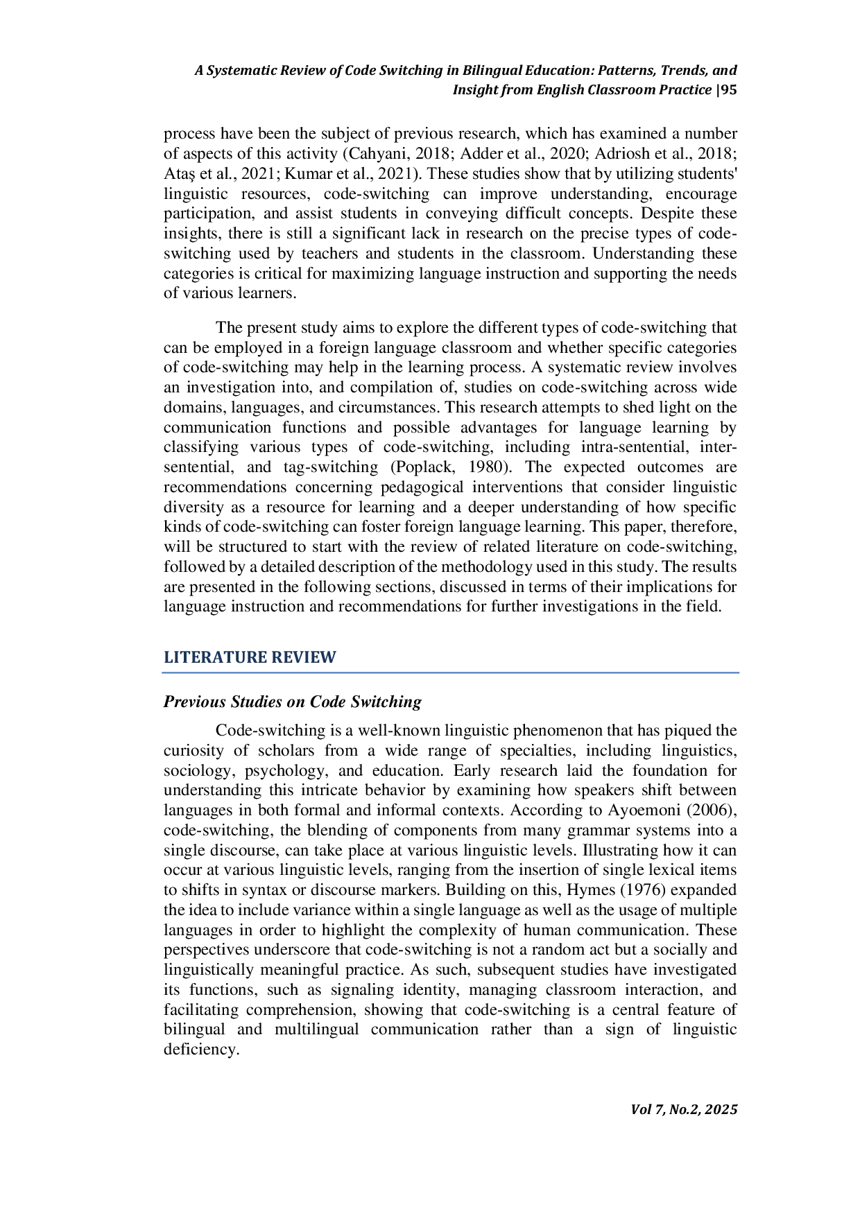 JURIS A Systematic Review of Code Switching in Bilingual Education Patterns Trends and Insight from English Classroom Practice