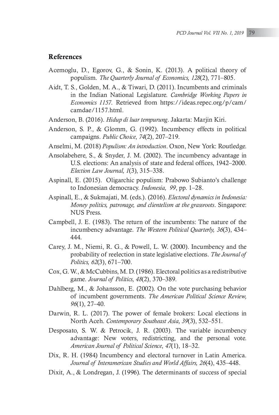 JURIS Incumbency Disadvantages and Populism in Indonesian Local Elections Case Studies of Banda Aceh and Takalar