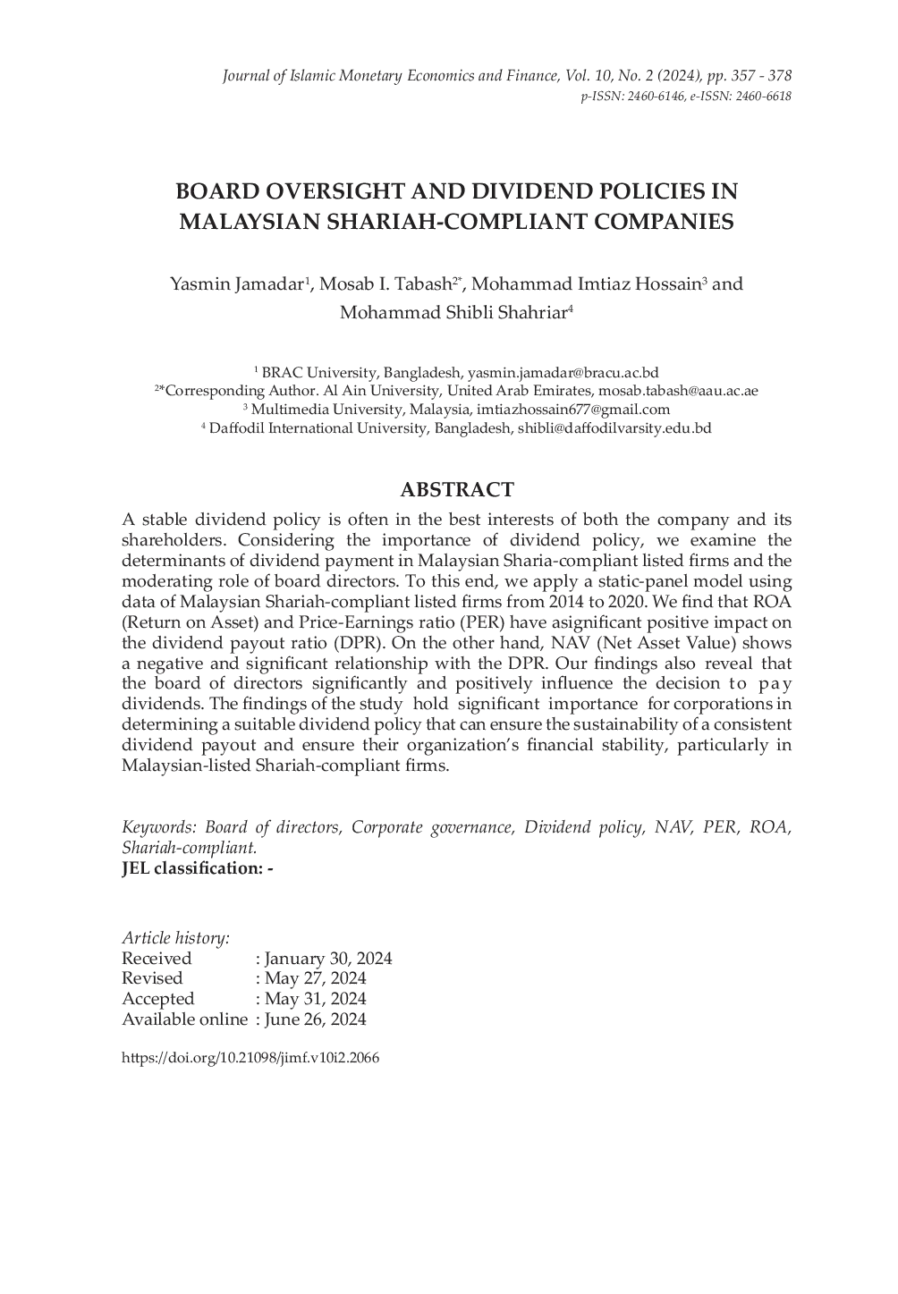 JURIS Pengawasan Dewan dan Kebijakan Dividen di Perusahaan Syariah Malaysia