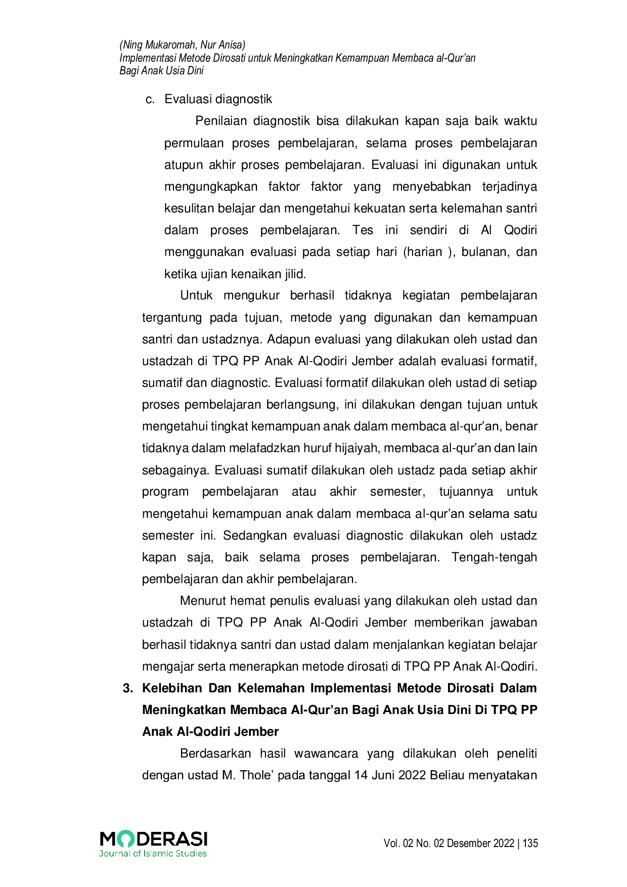 JURIS Implementasi Metode Dirosati untuk Meningkatkan Kemampuan Membaca al Qur an Bagi Anak Usia Dini