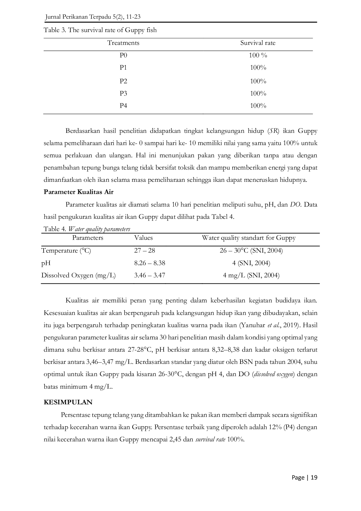 JURIS Pengaruh Penambahan Tepung Bunga Telang Clitoria ternatea L Dalam Pakan Terhadap Tingkat Kecerahan Warna Ikan Guppy Poecilia reticulata