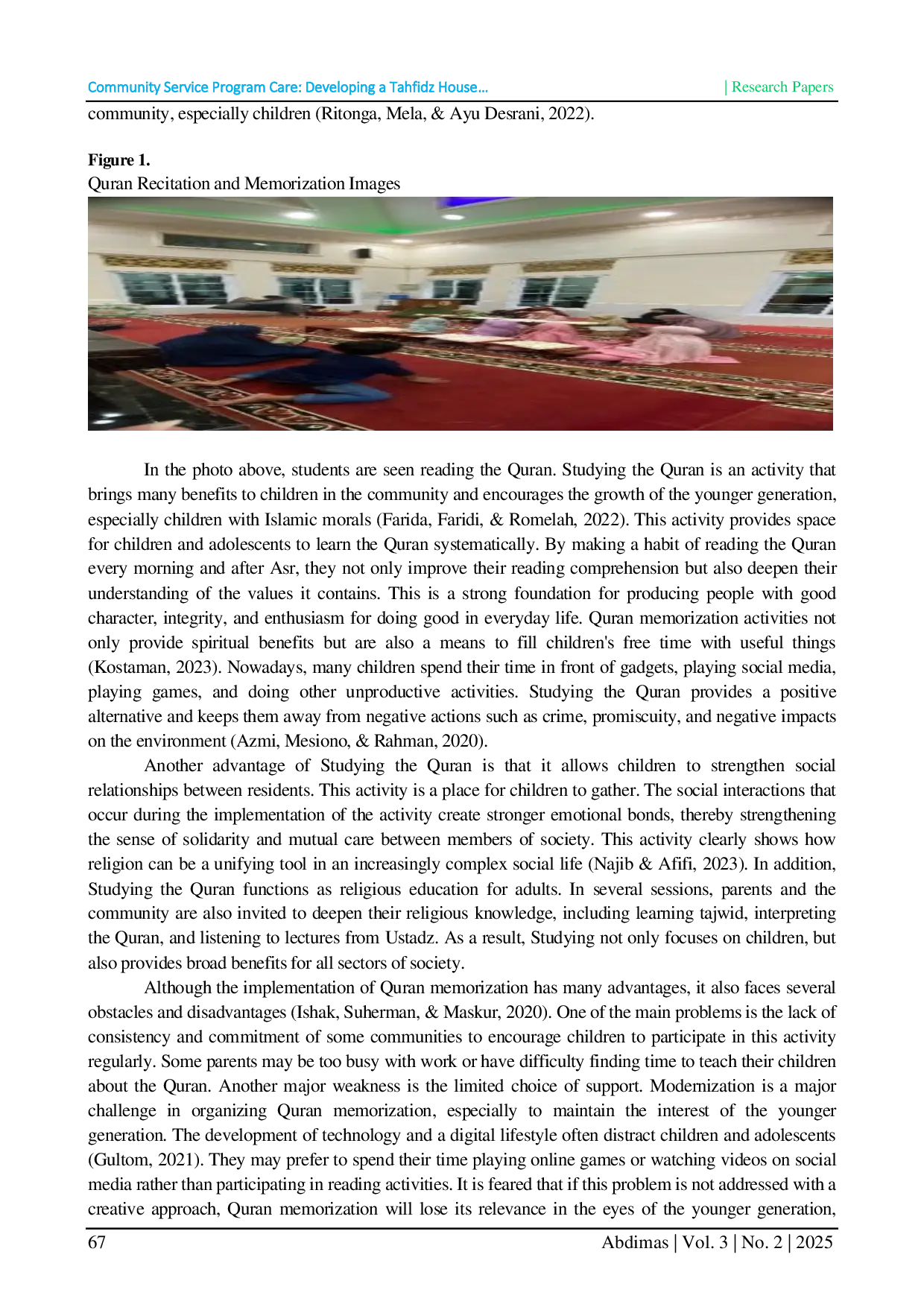 JURIS Community Service Program Care Developing a Tahfidz House in Koto Baru Village