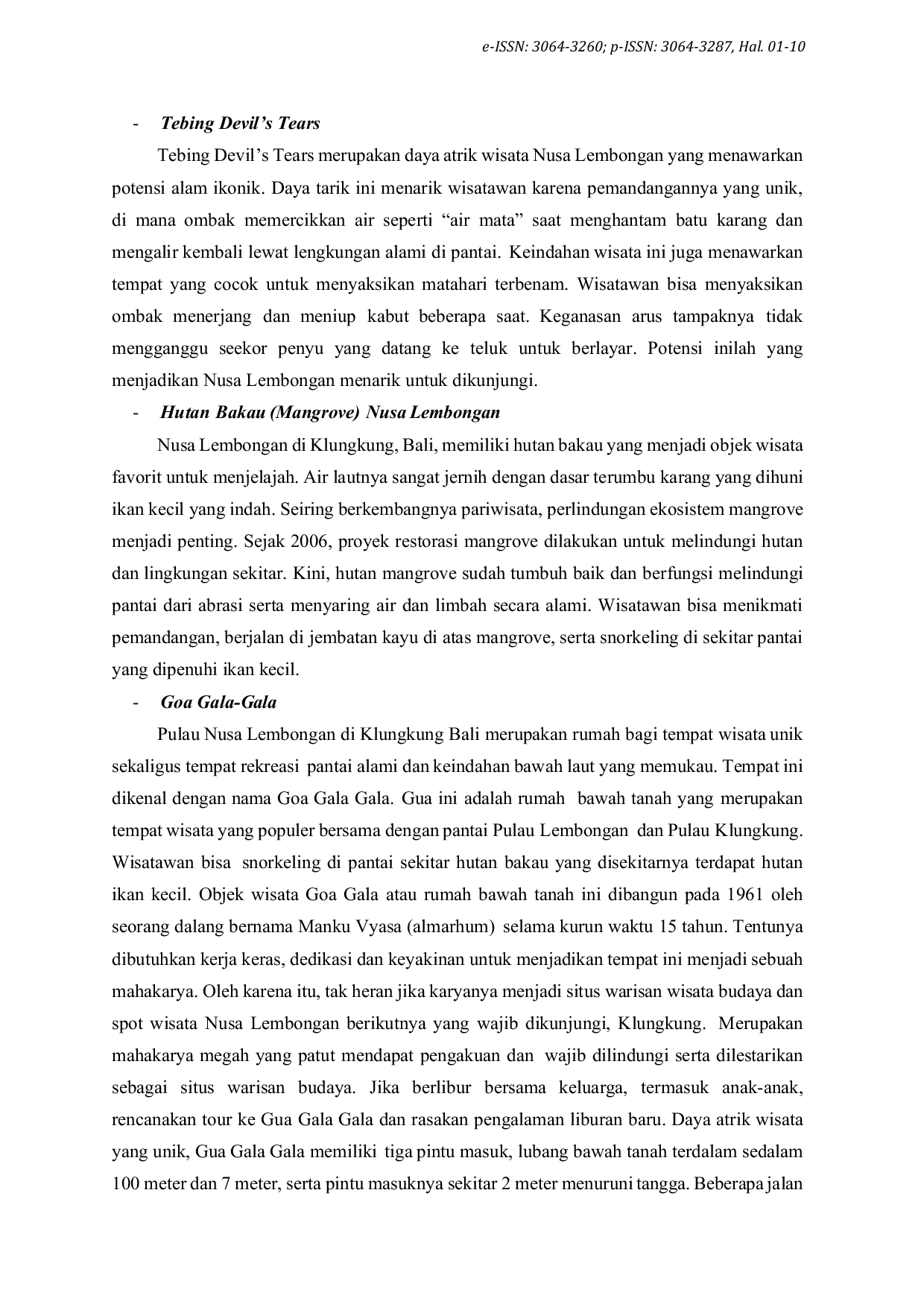 JURIS Potensi Ekowisata Nusa Lembongan dalam Pengembangan Pariwisata Berkelanjutan Berwawasan Lingkungan