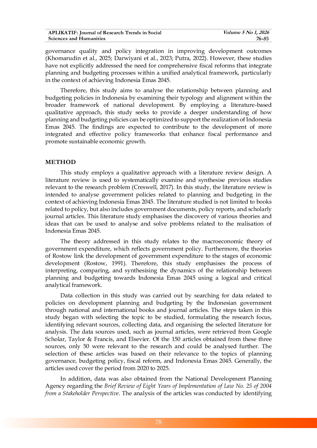 JURIS Institutional Governance Analysis of Planning and Budgeting Integration toward Indonesia Emas 2045 A Qualitative Policy Review