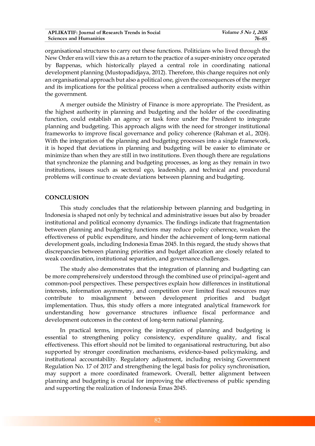 JURIS Institutional Governance Analysis of Planning and Budgeting Integration toward Indonesia Emas 2045 A Qualitative Policy Review