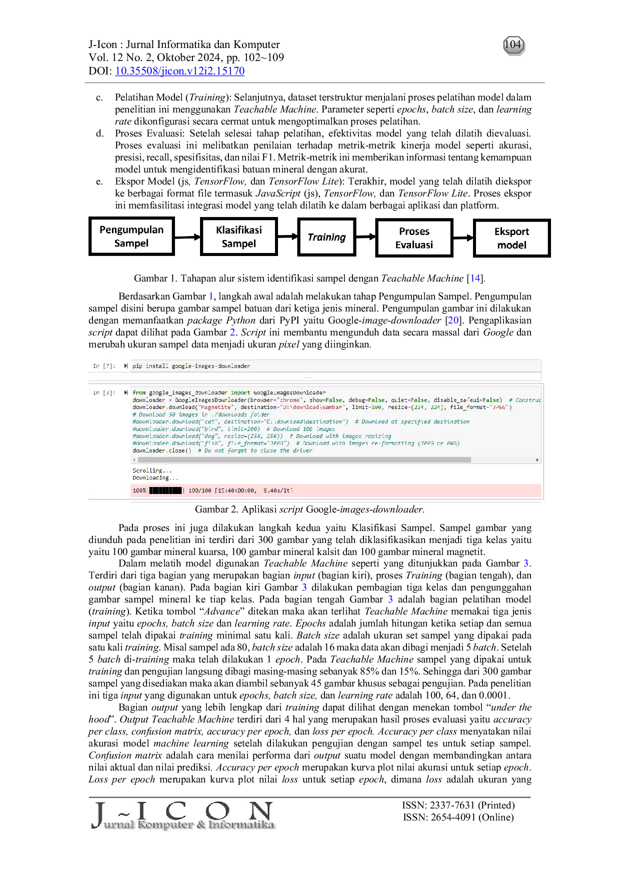 JURIS Google Teachable Machine Pemanfaatan Machine Learning Berbasis Cnn Untuk Identifikasi Cepat Batuan Mineral Kalsit Kuarsa Dan Magnetit