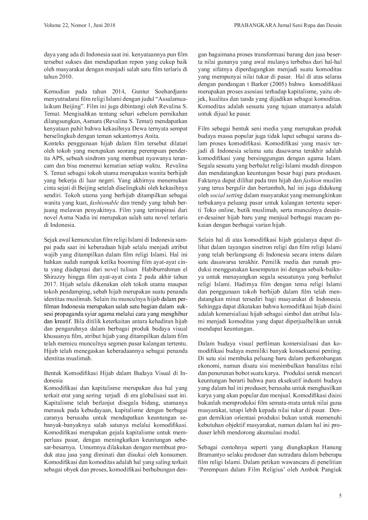 JURIS Komodifikasi Hijab dalam Budaya Visual di Indonesia