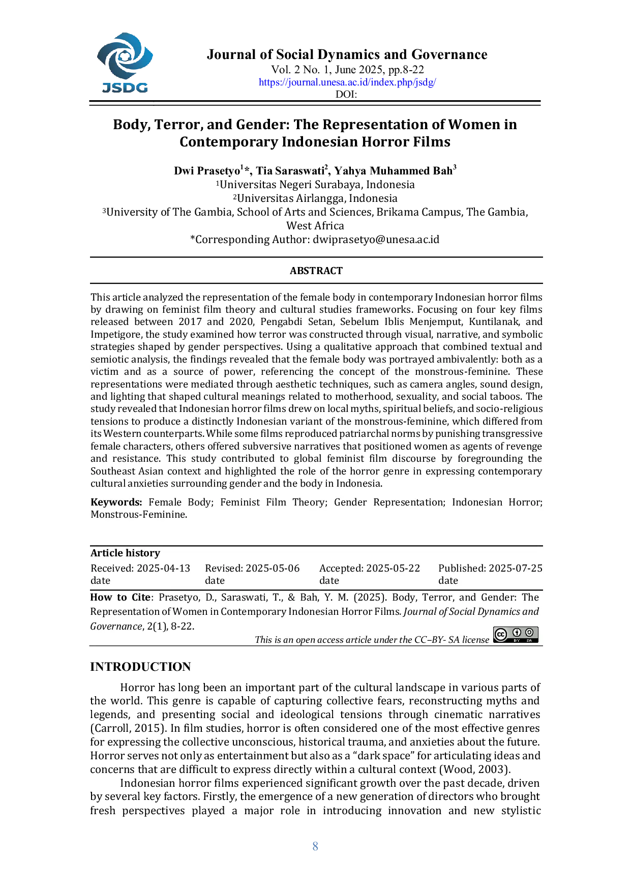 JURIS Body Terror and Gender The Representation of Women in Contemporary Indonesian Horror Films