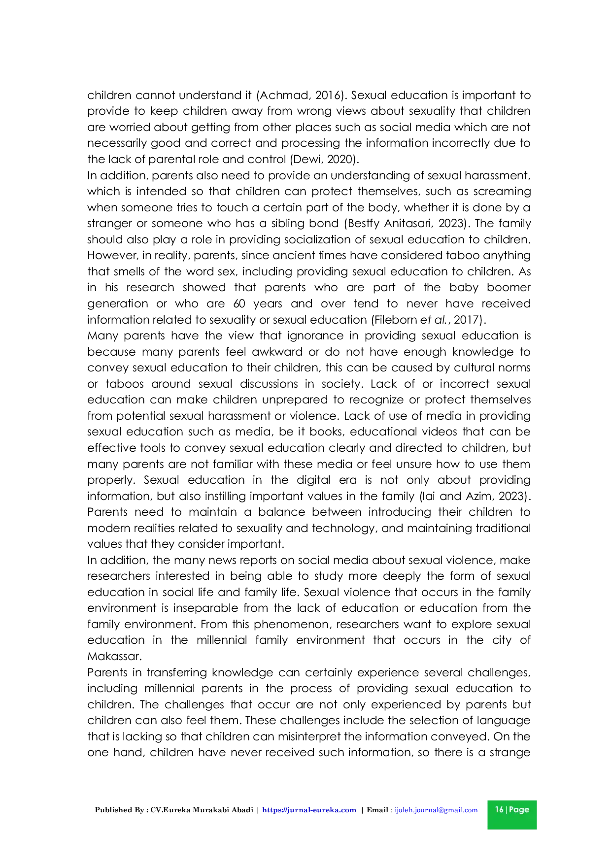 JURIS Challenges of Implementing Sex Education in Millennial Families to Anticipate Sexual Violence Against Children in Makassar