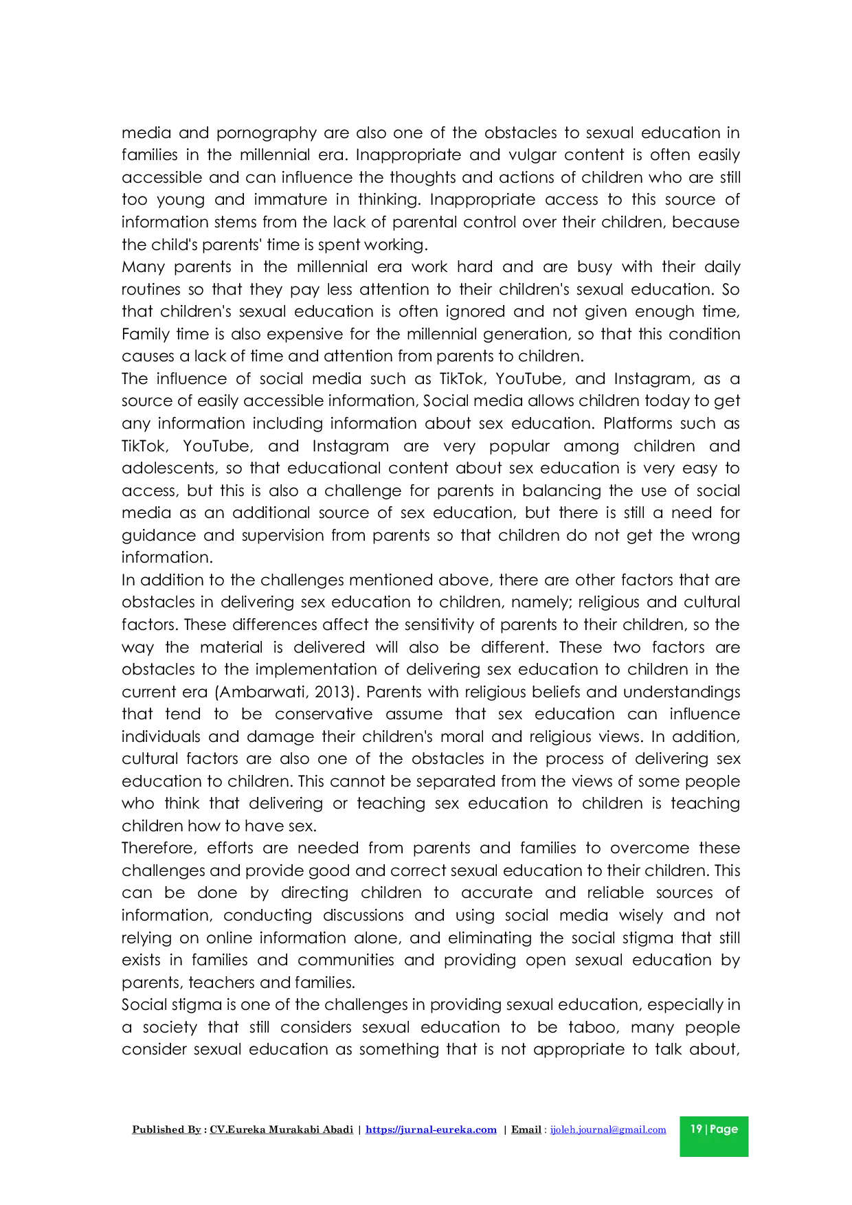 JURIS Challenges of Implementing Sex Education in Millennial Families to Anticipate Sexual Violence Against Children in Makassar