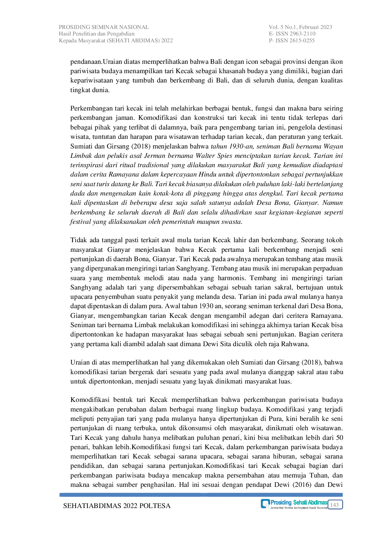 JURIS Komodifikasi Tarian dalam Pariwisata Budaya di Era Tatanan Kebiasaan Baru