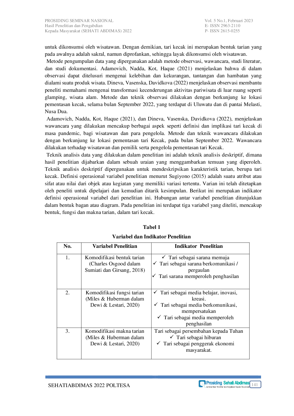 JURIS Komodifikasi Tarian dalam Pariwisata Budaya di Era Tatanan Kebiasaan Baru