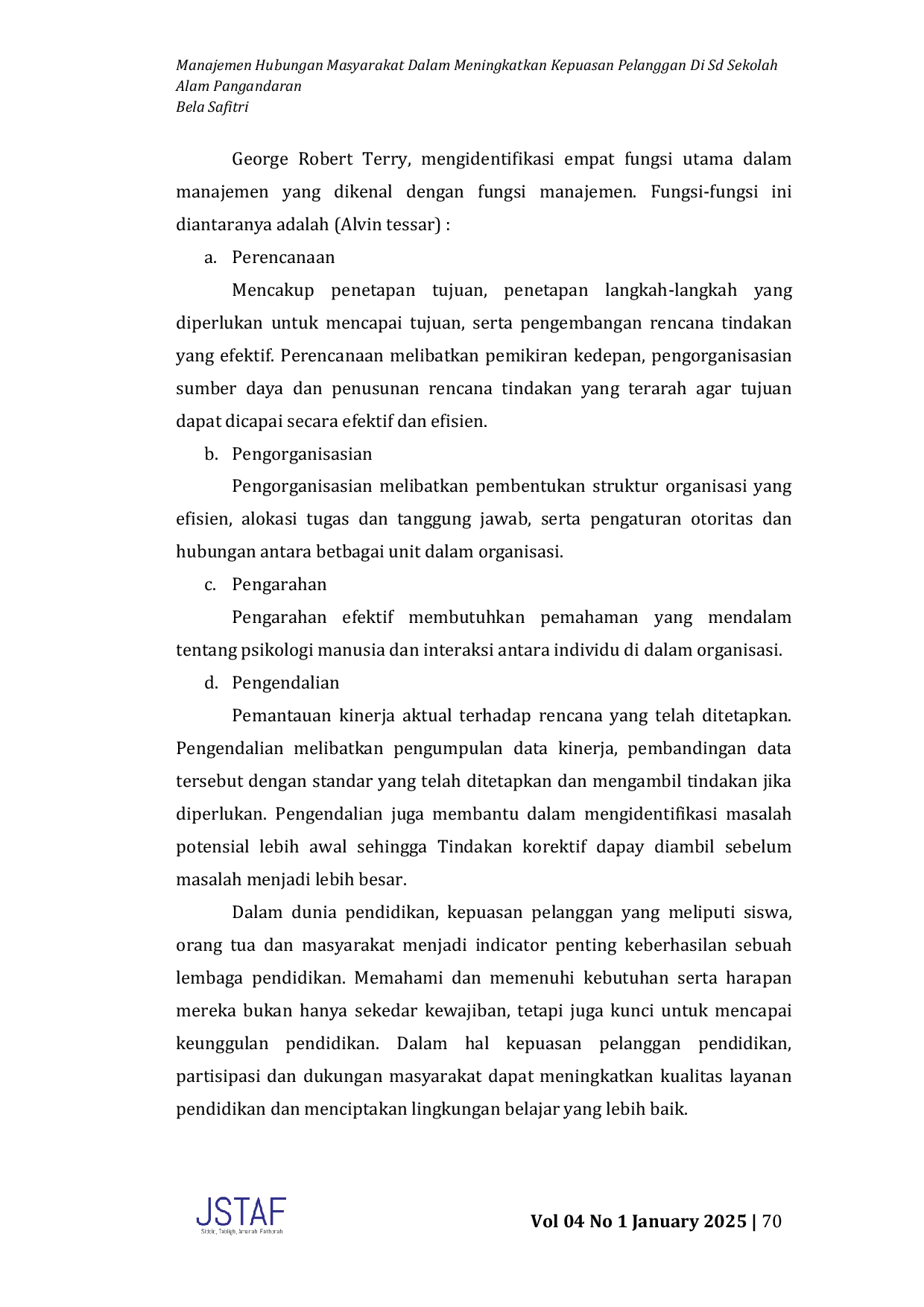 JURIS Manajemen Hubungan Masyarakat dalam Meningkatkan Kepuasan Pelanggan di SD Sekolah Alam Pangandaran