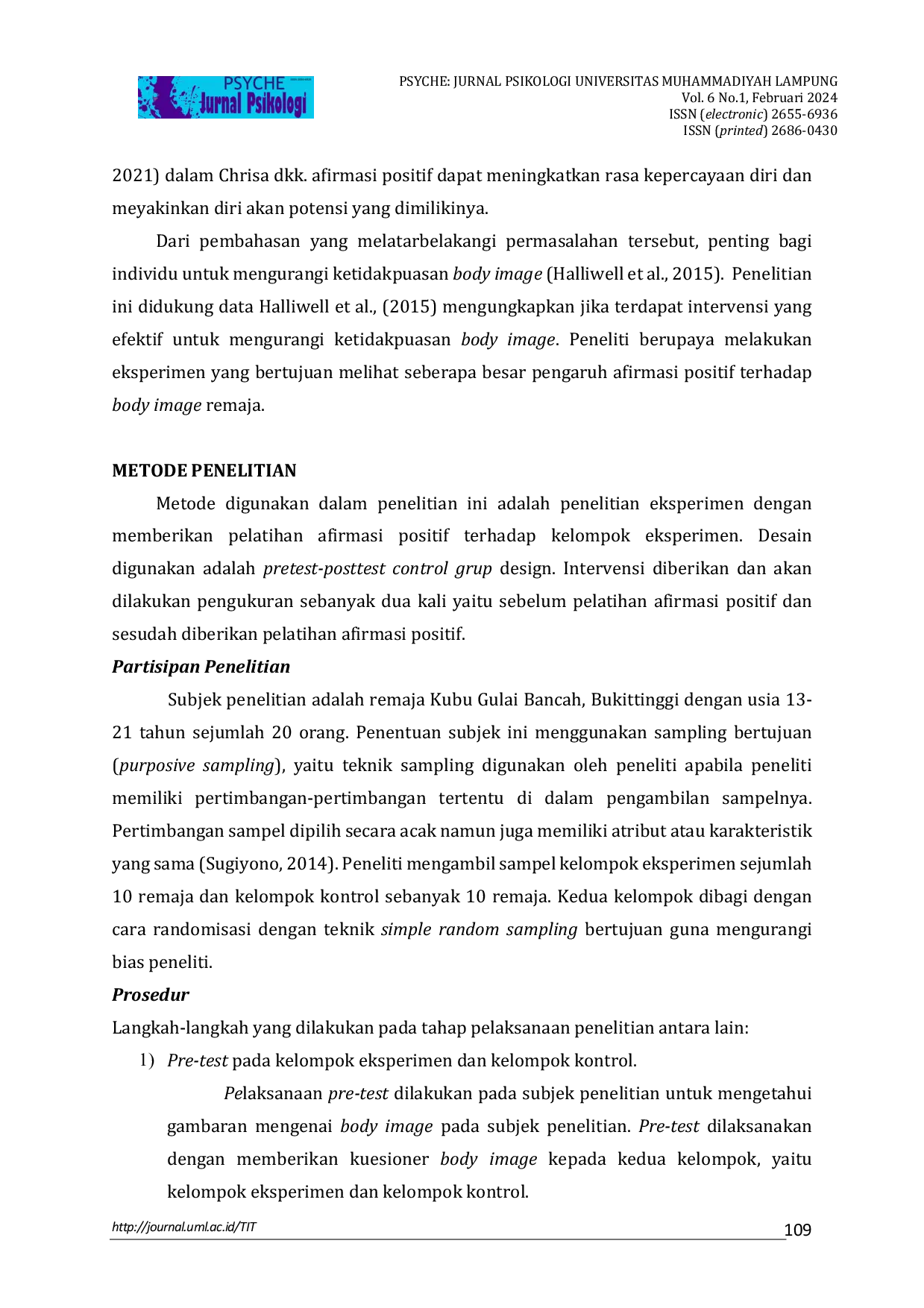 JURIS I Love My Self Pengaruh Pelatihan Afirmasi Positif Terhadap Body Image