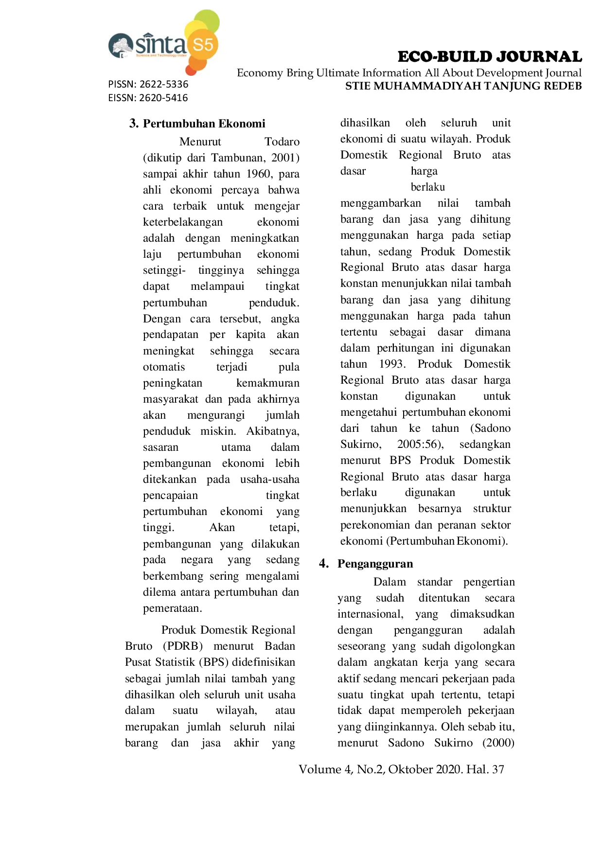 JURIS Analisis Pertumbuhan Ekonomi dan Pengangguran Terhadap Kemiskinan Studi Kasus di Provinsi Kalimantan Timur