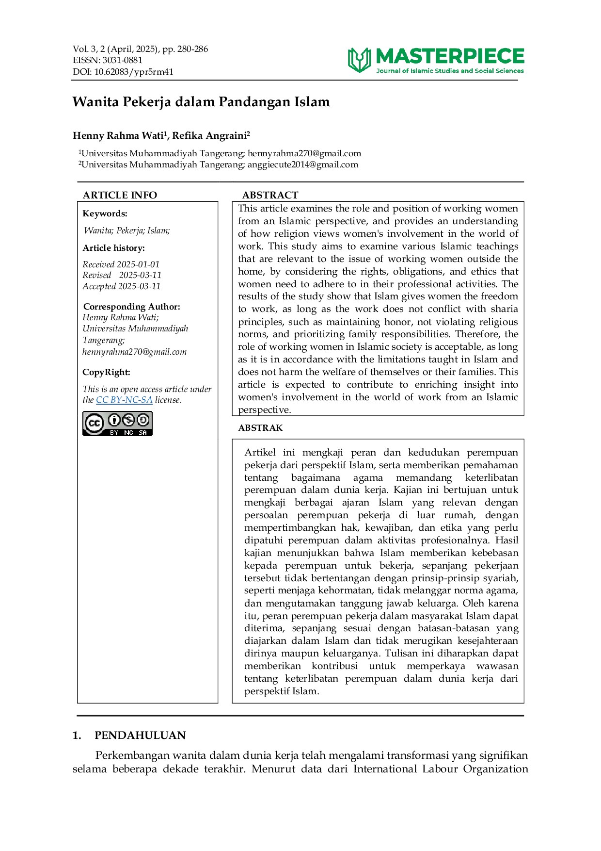 JURIS Wanita Pekerja dalam Pandangan Islam