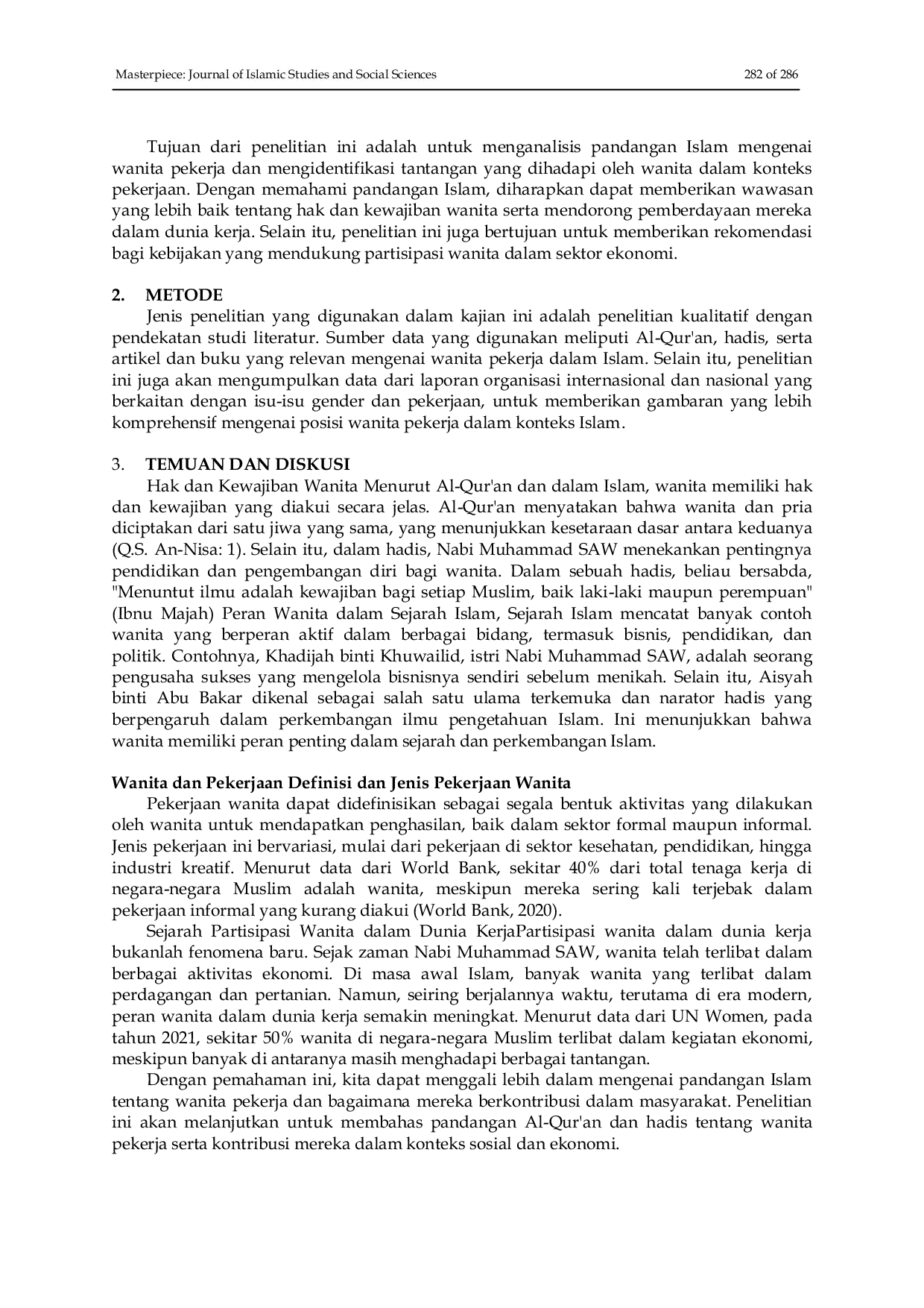 JURIS Wanita Pekerja dalam Pandangan Islam