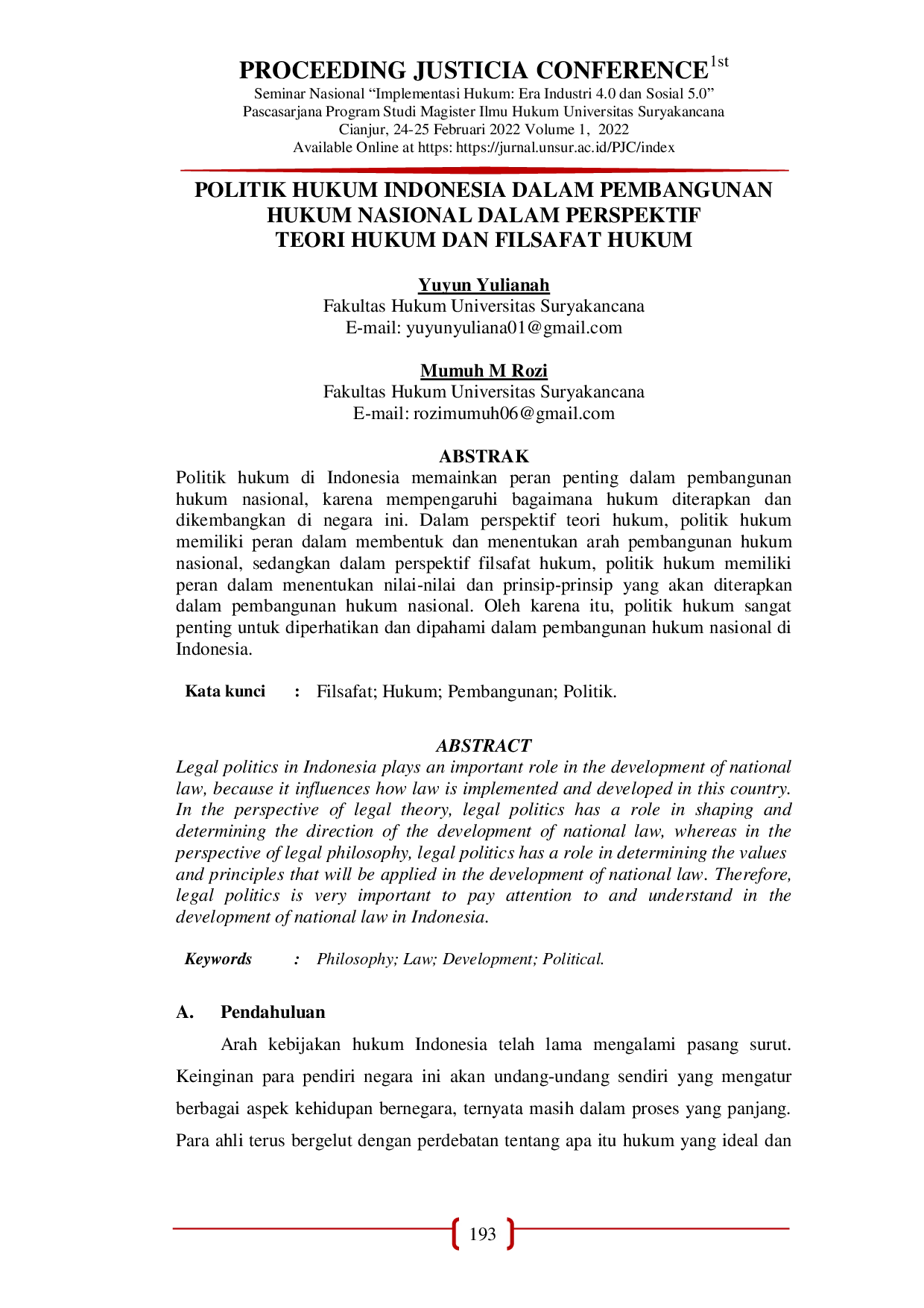 JURIS Politik Hukum Indonesia Dalam Pembangunan Hukum Nasional Dalam Perspektif Teori Hukum Dan Filsafat Hukum