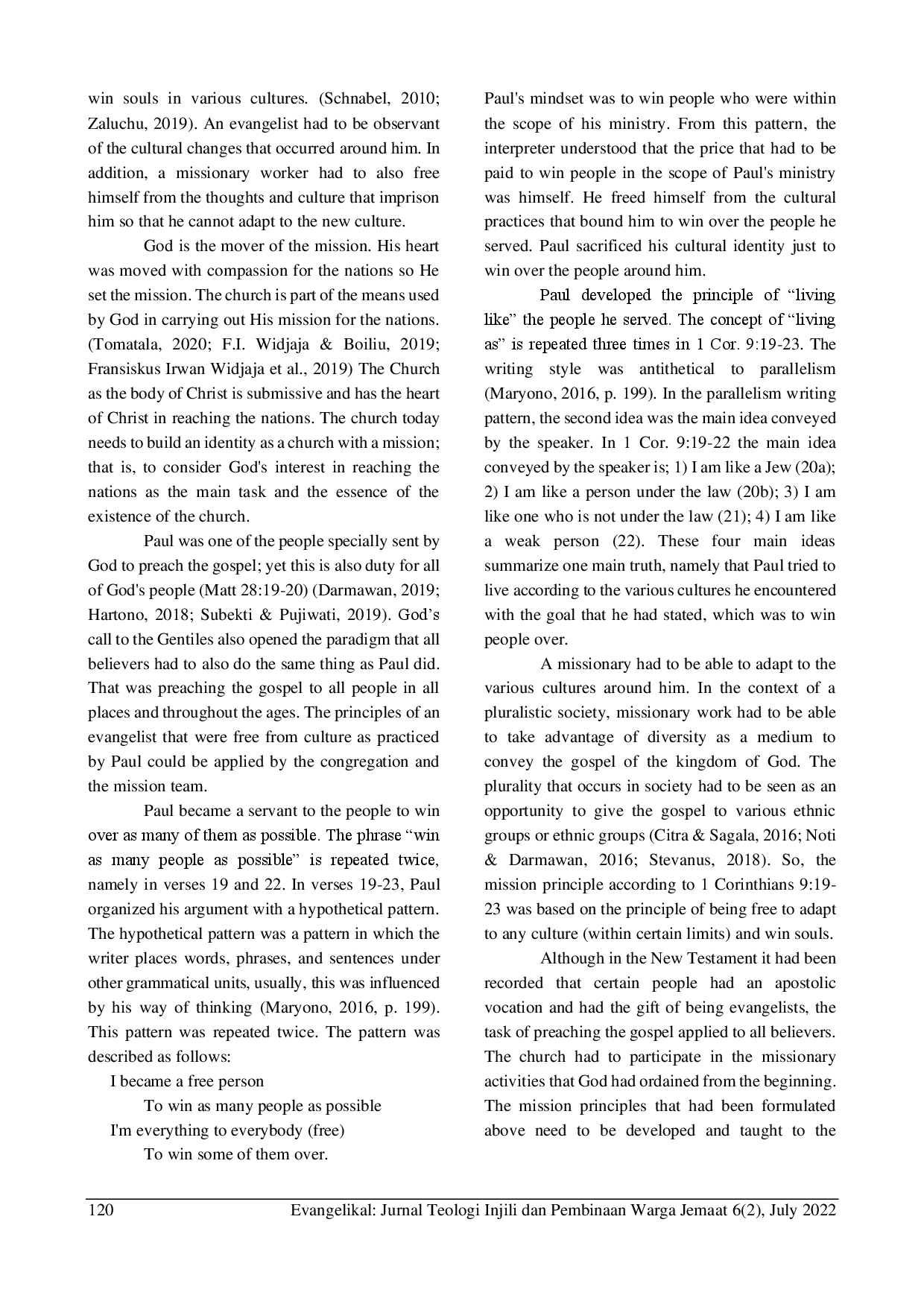 juris The Actualization of the Principles of Missionary Work According to 1 Corinthians 9 19 23