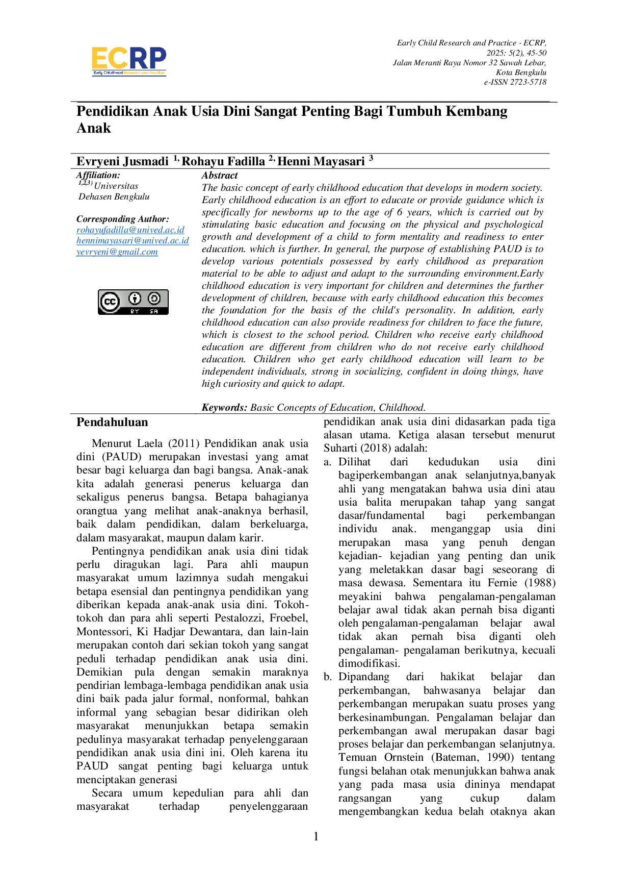 JURIS Pendidikan Anak Usia Dini Sangat Penting Bagi Tumbuh Kembang Anak