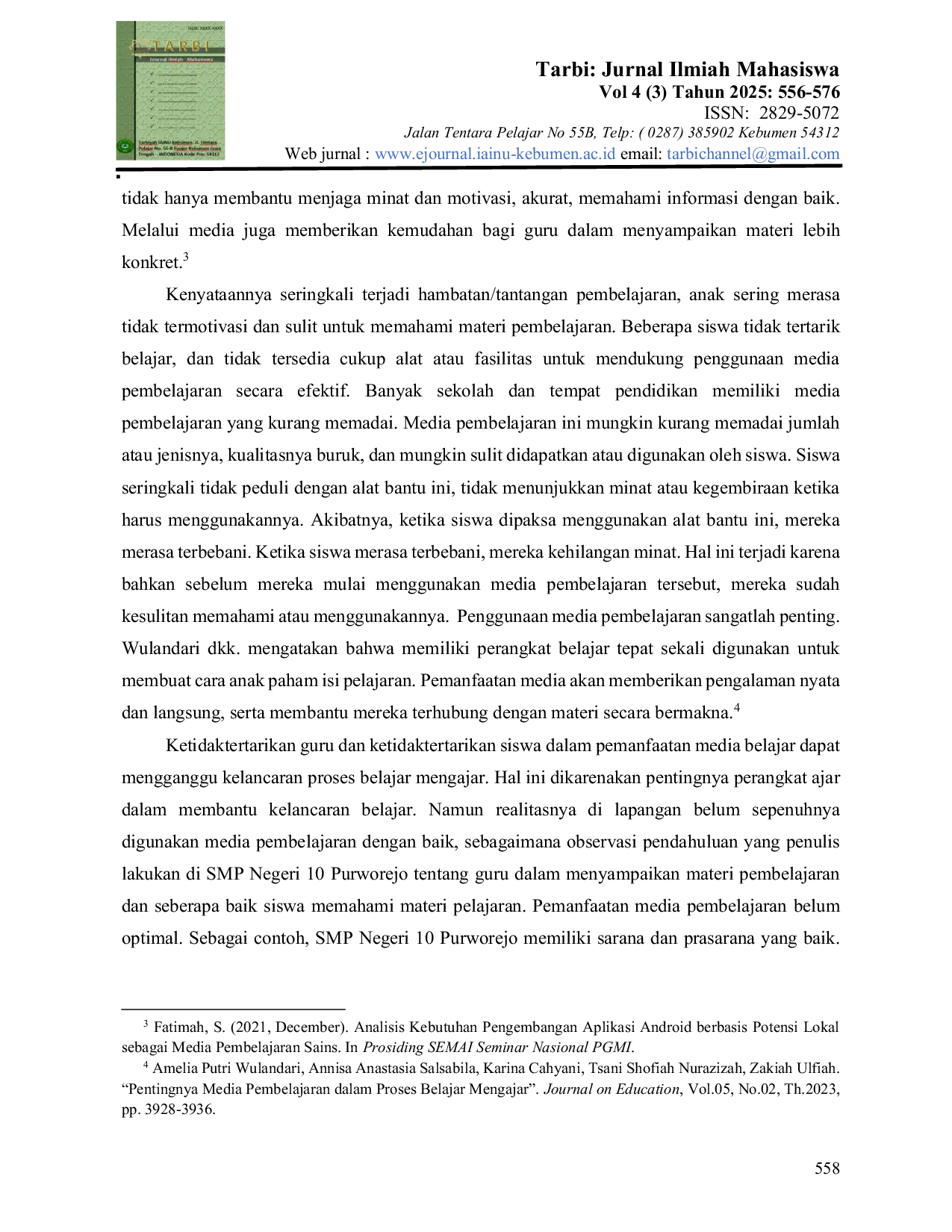 JURIS Pengaruh Media Pembelajaran dan Literasi Digital Terhadap Hasil Belajar PAI Siswa SMP Negeri 10 Purworejo