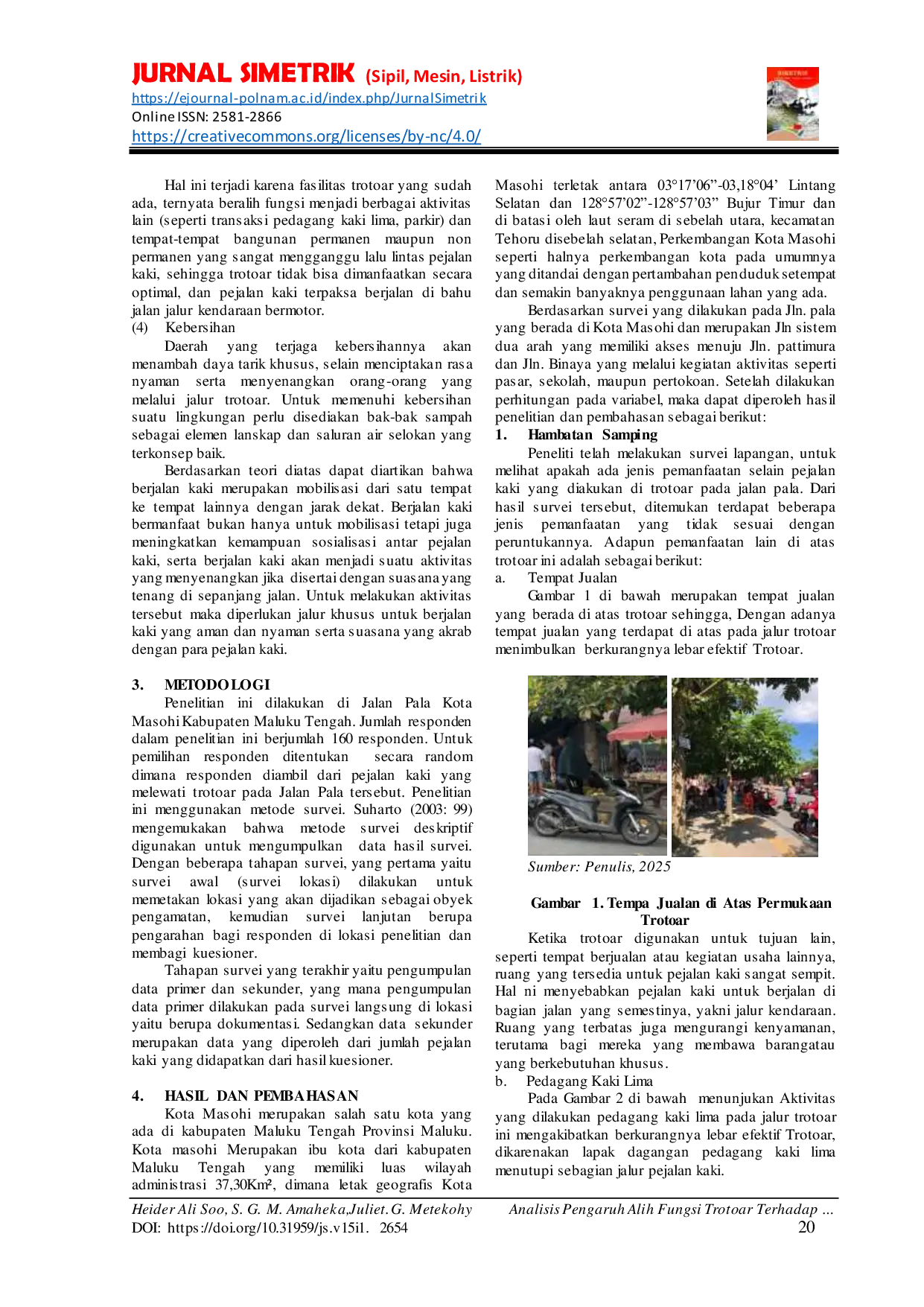 JURIS Analisis Pengaruh Alih Fungsi Trotoar Terhadap Kenyamanan Pejalan Kaki Di Jalan Pala Kota Masohi