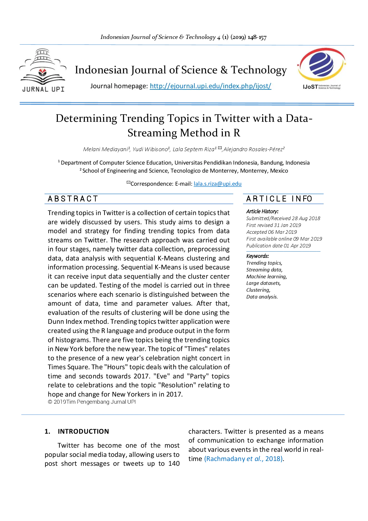 juris Determining Trending Topics in Twitter with a Data Streaming Method in R