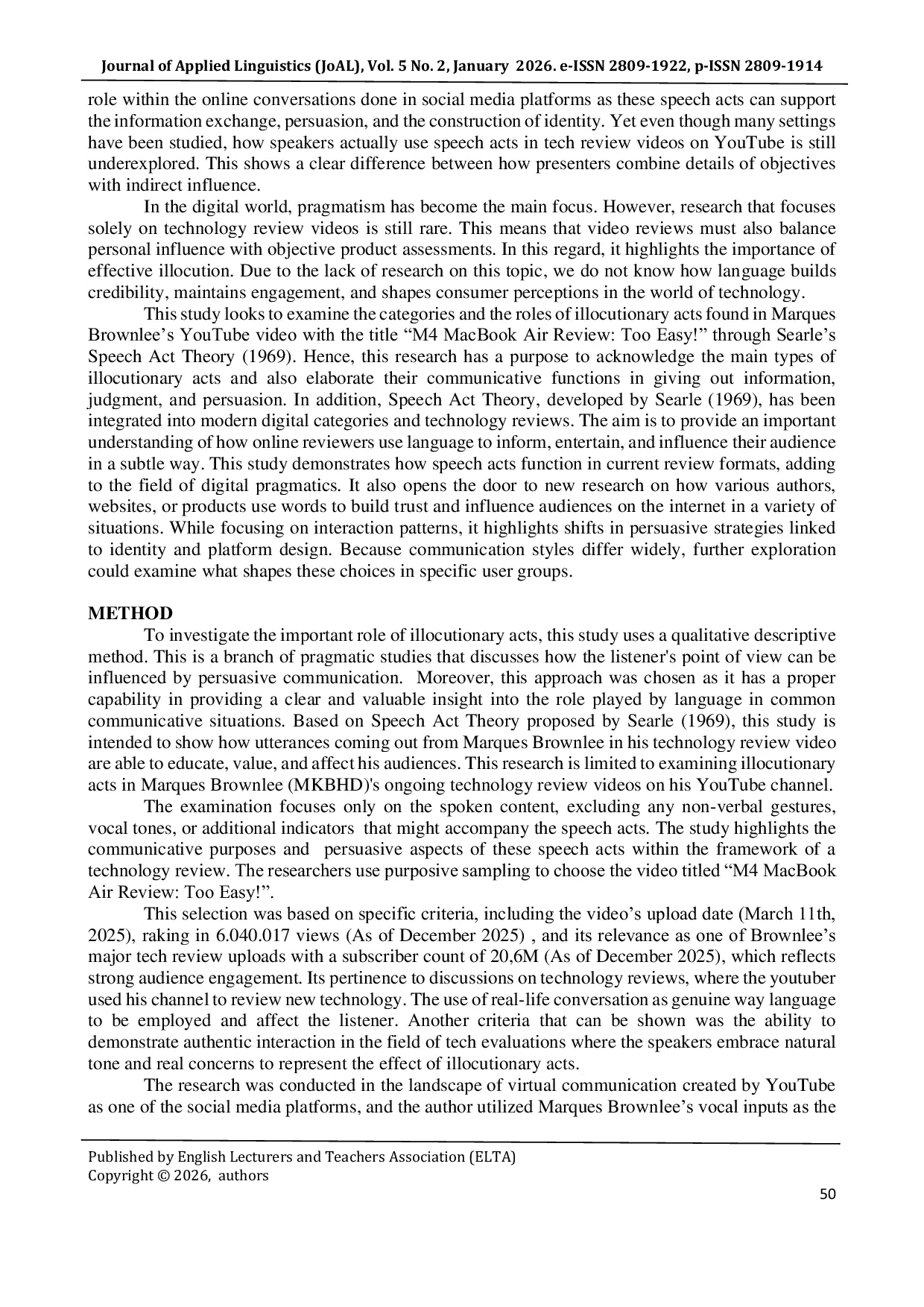 JURIS A Speech Act Analysis of Persuasion and Evaluation in Marques Brownlee s M4 MacBook Air Review Too Easy