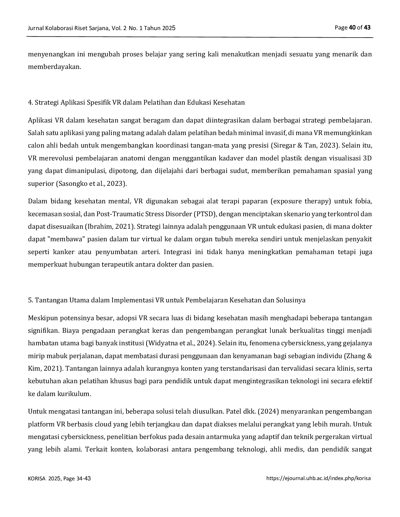 JURIS Tren dan Tantangan Penerapan Virtual Reality di Bidang Kesehatan Global Tinjauan Literatur Sistematis