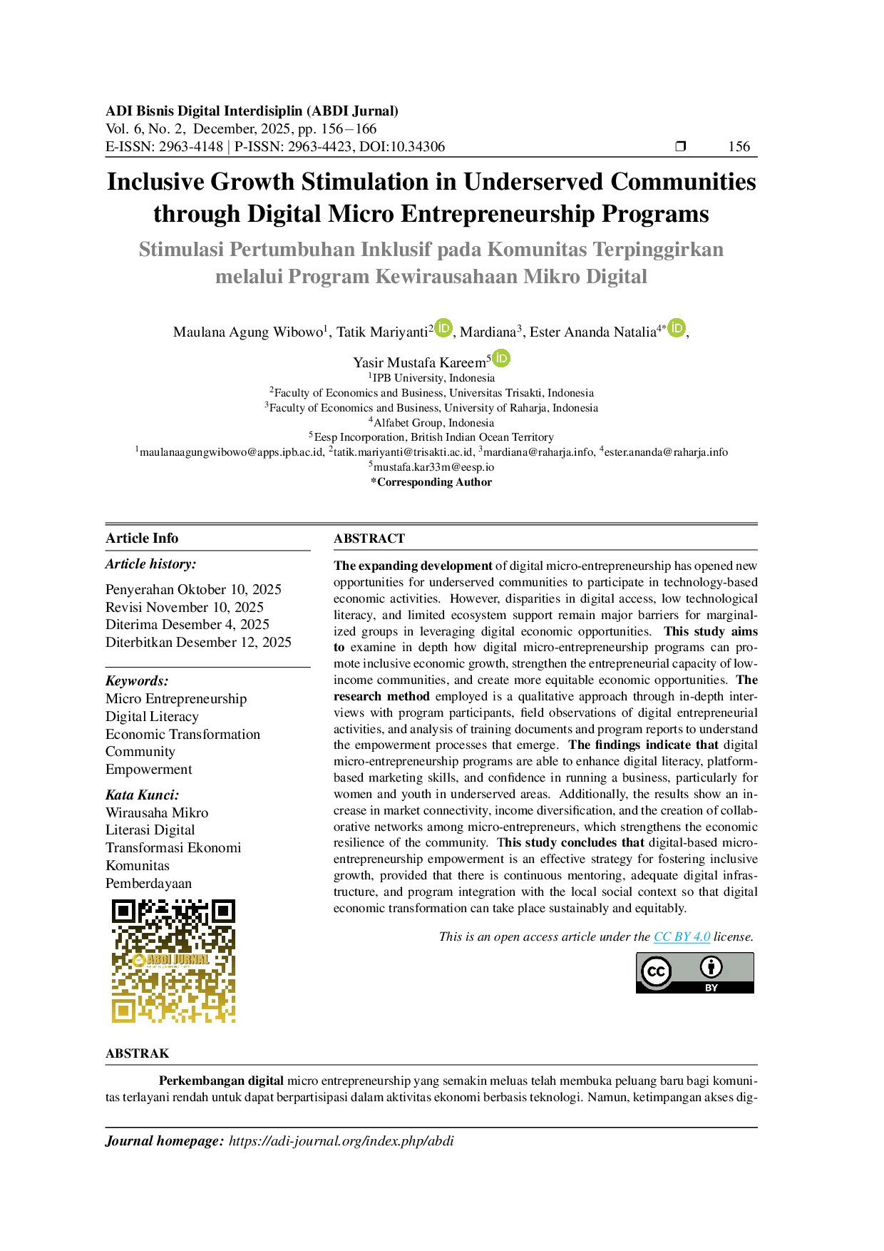 juris Inclusive Growth Stimulation in Underserved Communities Through Digital Micro Entrepreneurship Programs
