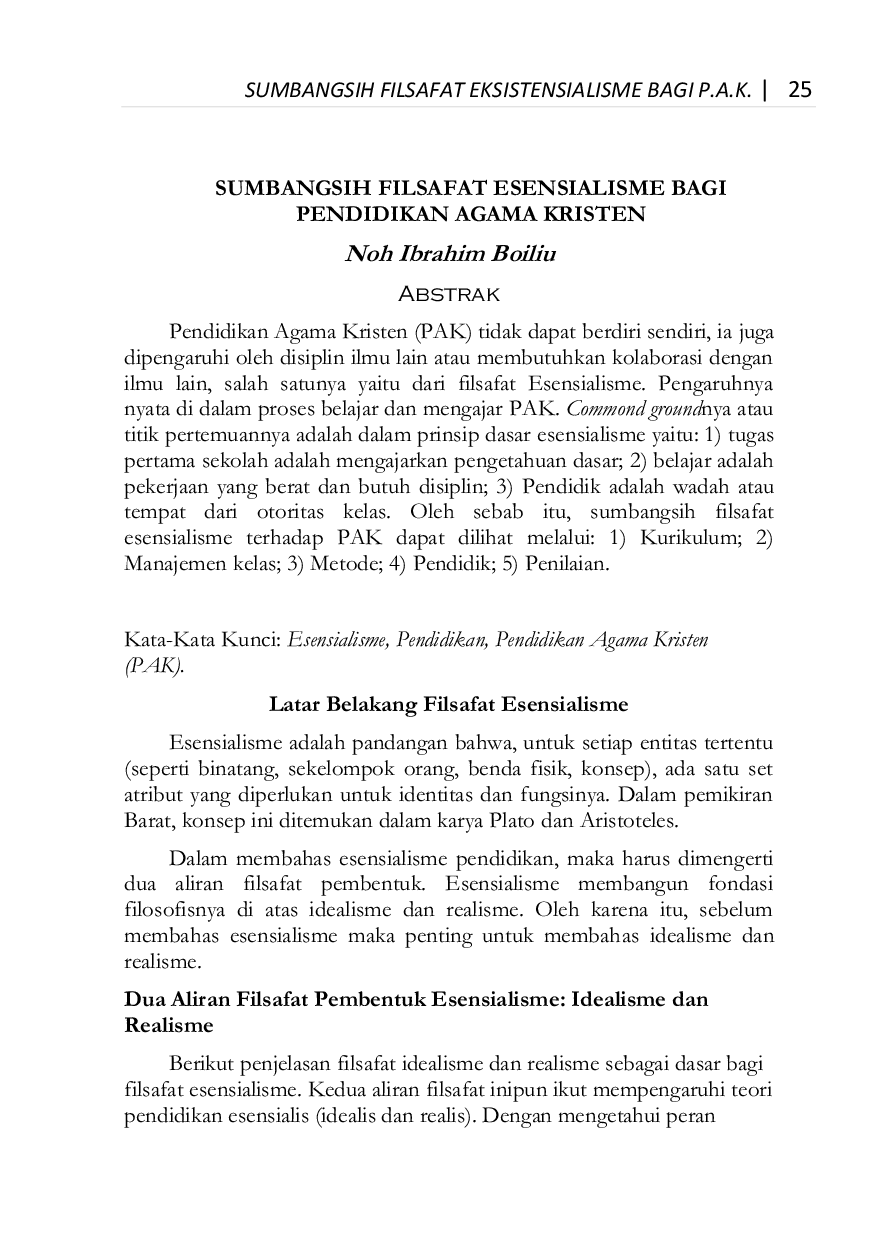 JURIS Sumbangsih Filsafat Eksistensialisme bagi Pendidikan Agama Kristen
