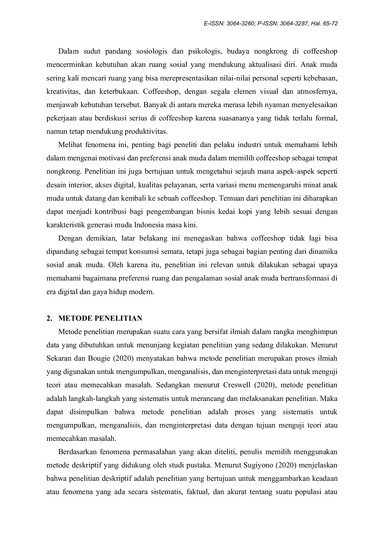 JURIS Pengaruh Atmosfer Coffeeshop Ekara terhadap Pengalaman Wisata Anak Muda di Bandung