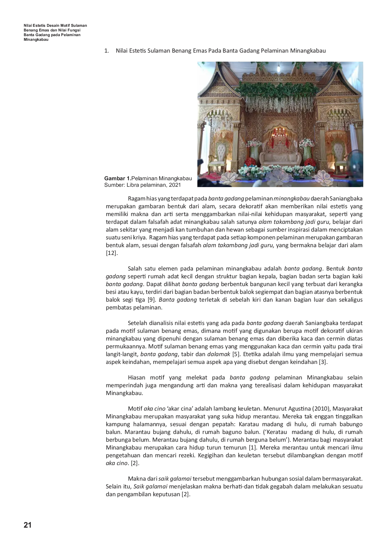 JURIS Kajian Nilai Estetis Desain Motif Sulaman Benang Emas dan Nilai Fungsi Banta Gadang pada Pelaminan Minangkabau