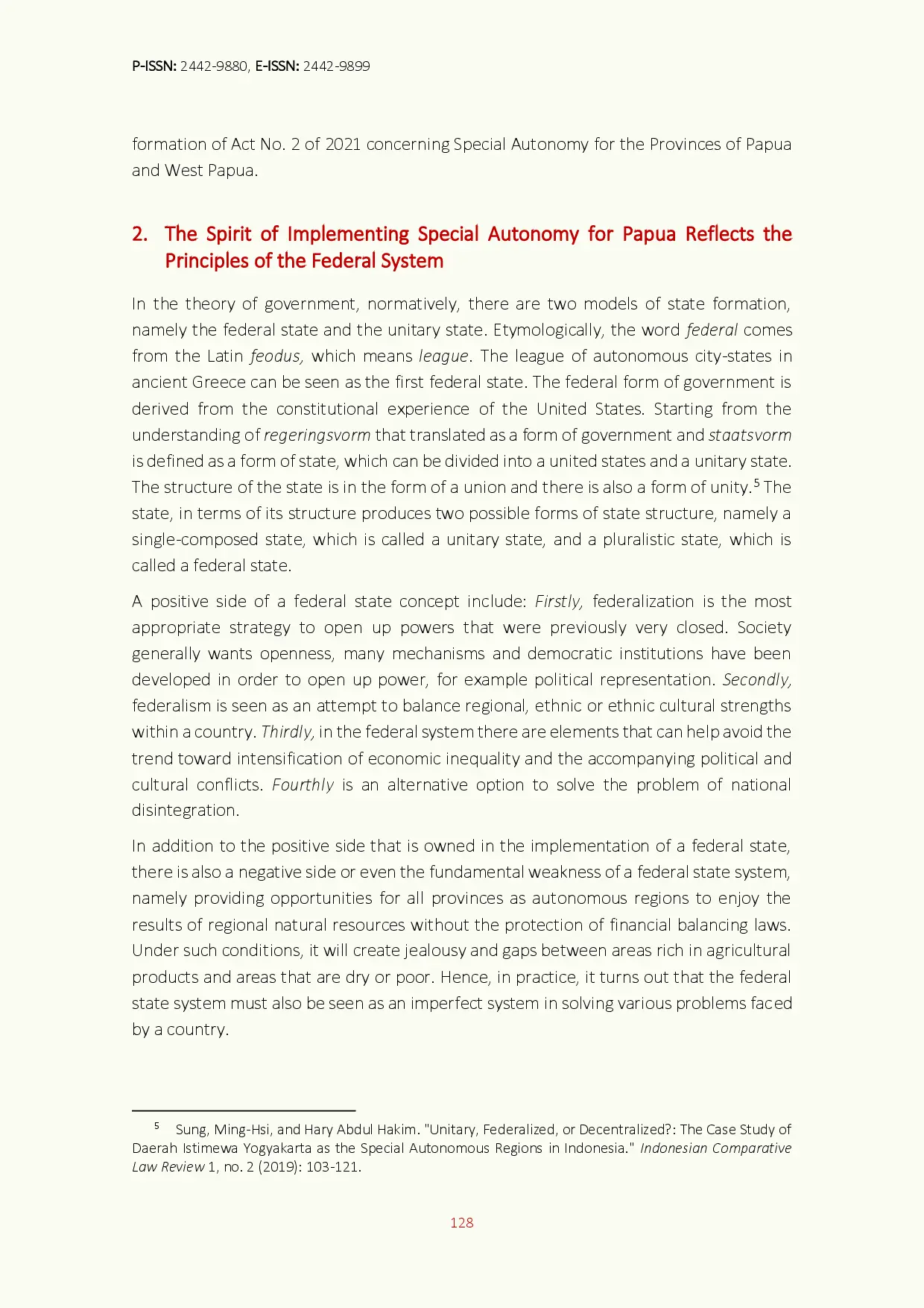 juris Special Autonomy and the Principles of Federal System A Blurred Portrait of the Special Autonomy for Papua