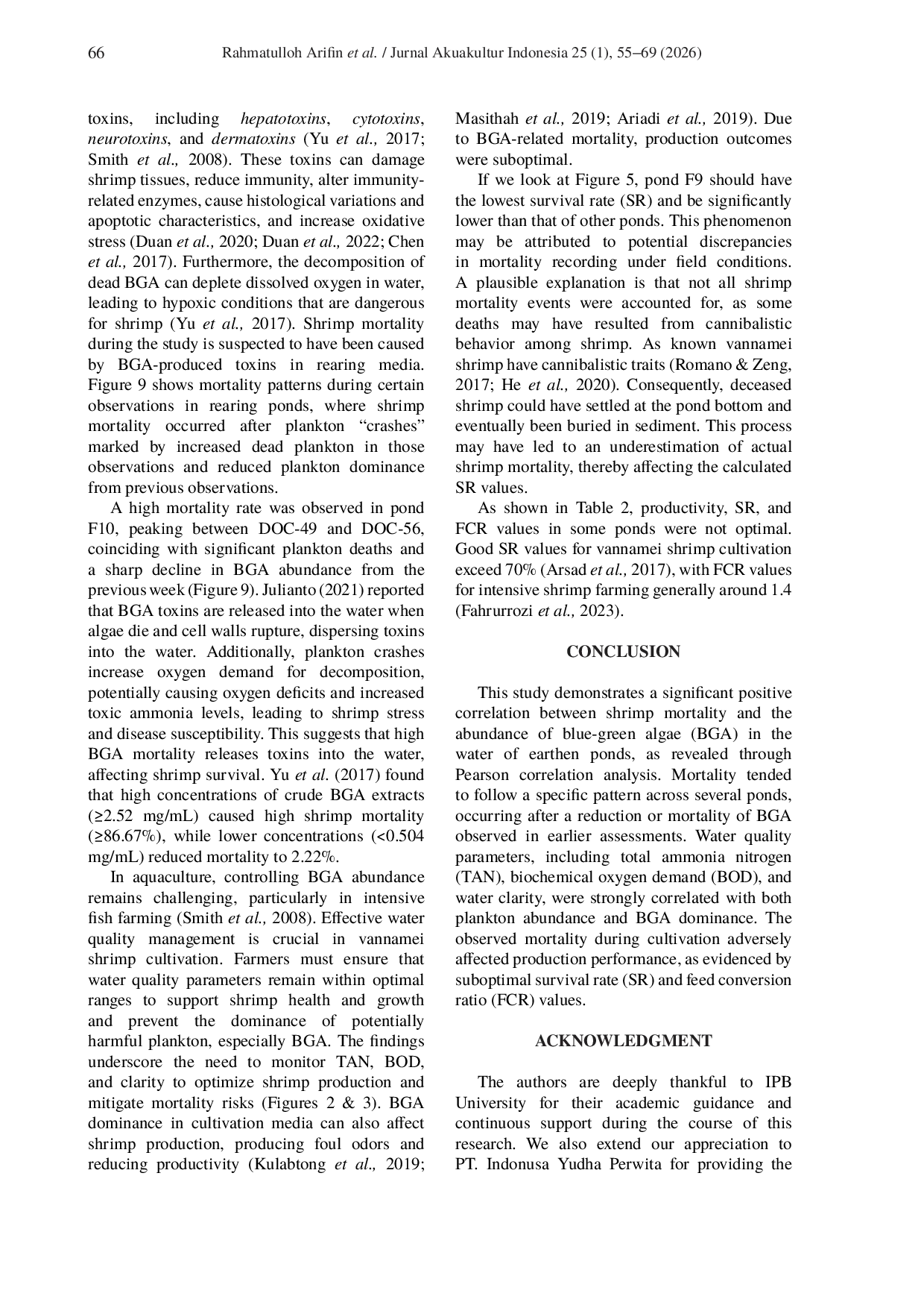 JURIS Vannamei shrimp Litopenaeus vannamei mortality correlation with water quality dynamics and blue green algae in earthen pond