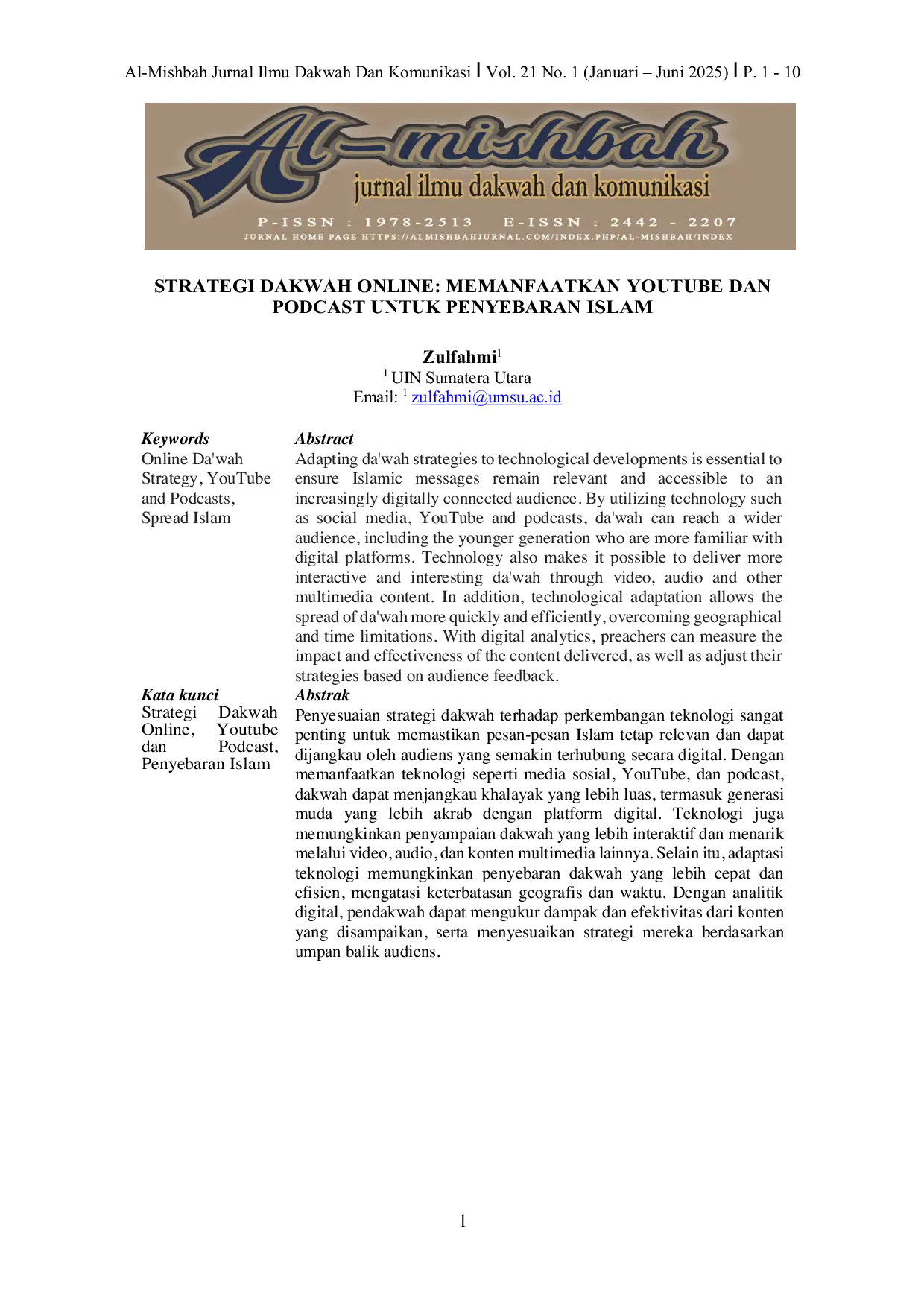 JURIS Strategi Dakwah Online Memanfaatkan Youtube Dan Podcast Untuk Penyebaran Islam