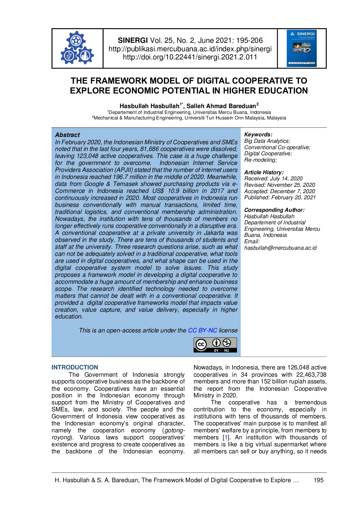 JURIS THE FRAMEWORK MODEL OF DIGITAL COOPERATIVE TO EXPLORE ECONOMIC POTENTIAL IN HIGHER EDUCATION