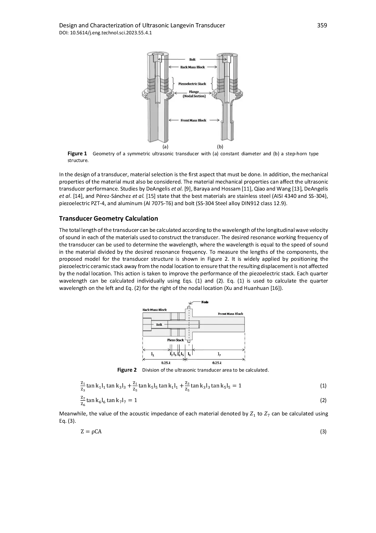 JURIS Design and Characterization of Ultrasonic Langevin Transducer 20 kHz Using a Stepped Horn Front Mass