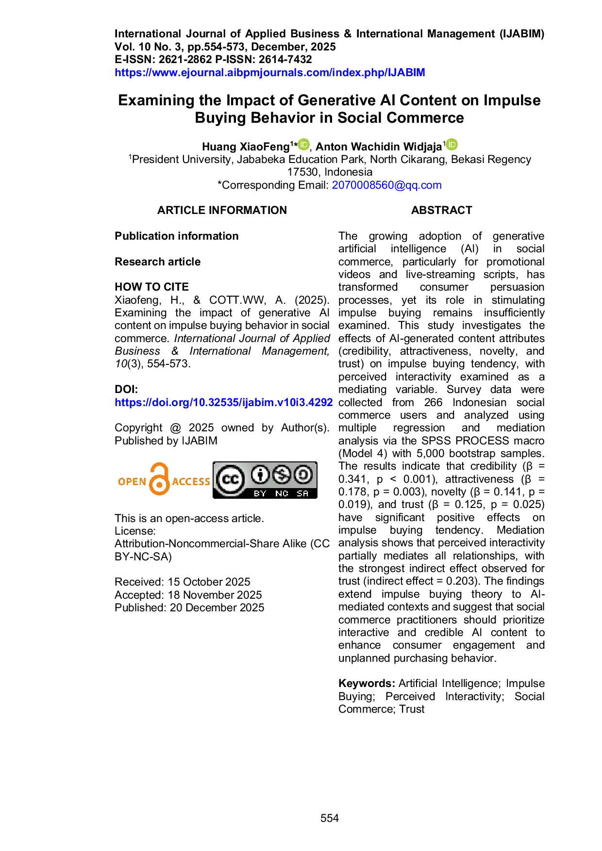 JURIS Examining the Impact of Generative AI Content on Impulse Buying Behavior in Social Commerce