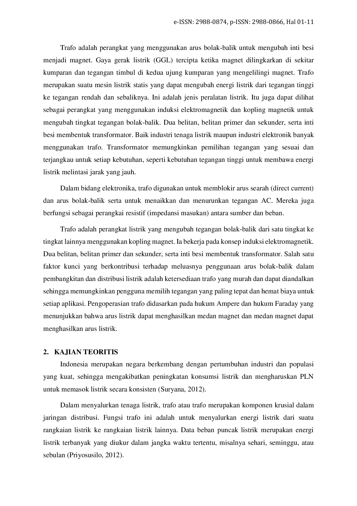 JURIS Analisis Efisiensi Trafo 20 kV 150 kV GT pada PT Indonesia Power PLTU Banten 2 Labuan Unit 1 dan 2 dalam Pengaruh Beban