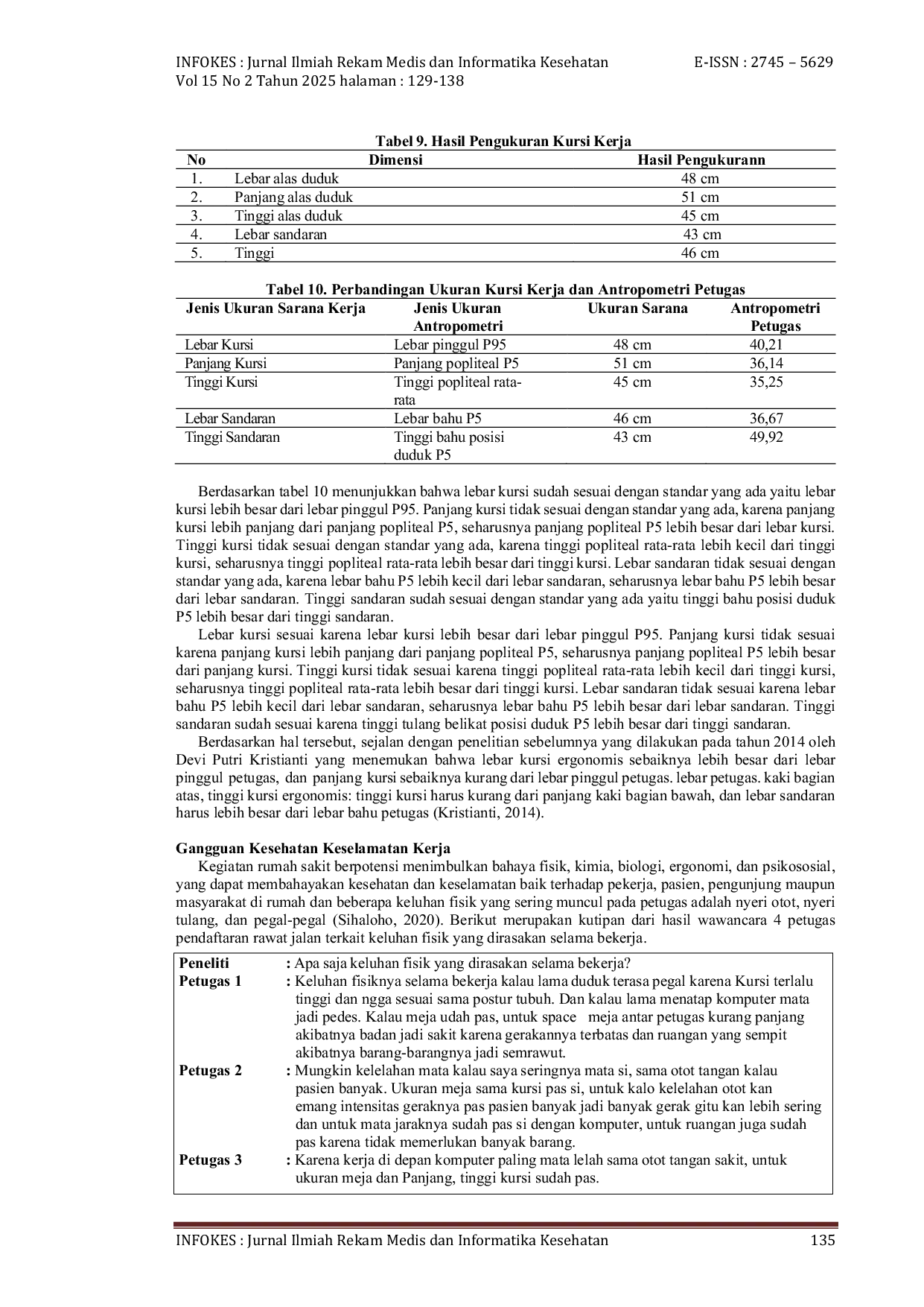 JURIS Tinjauan Faktor Ergonomi Serta Gangguan Kesehatan Dan Keselamatan Kerja Di Unit Pendaftaran Rawat Jalan RSD K R M T Wongsonogoro Semarang