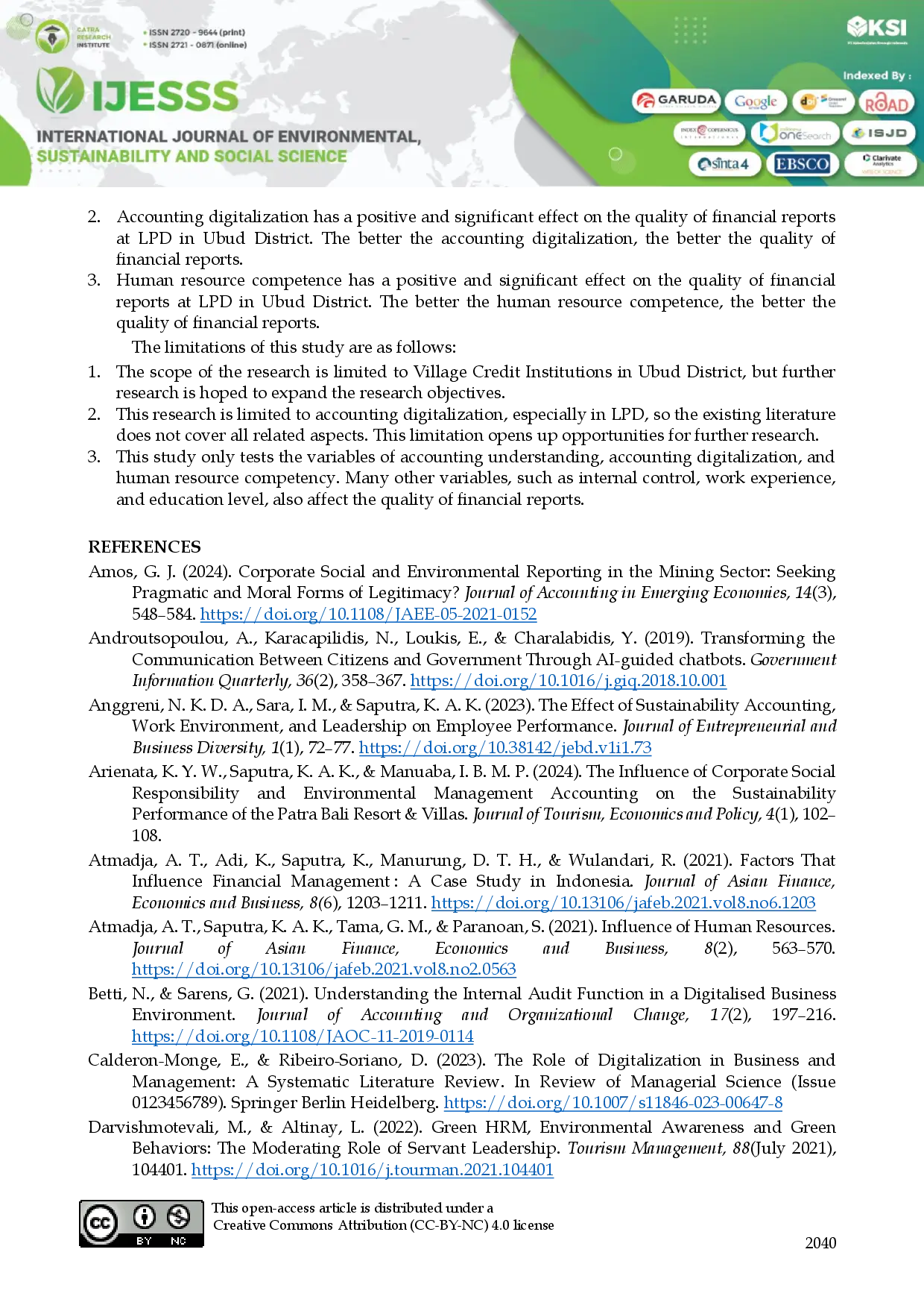 juris The Influence of Accounting Understanding Accounting Digitalization and Human Resource Competence on the Quality of Financial Reports in Village Credit Institutions in Ubud District