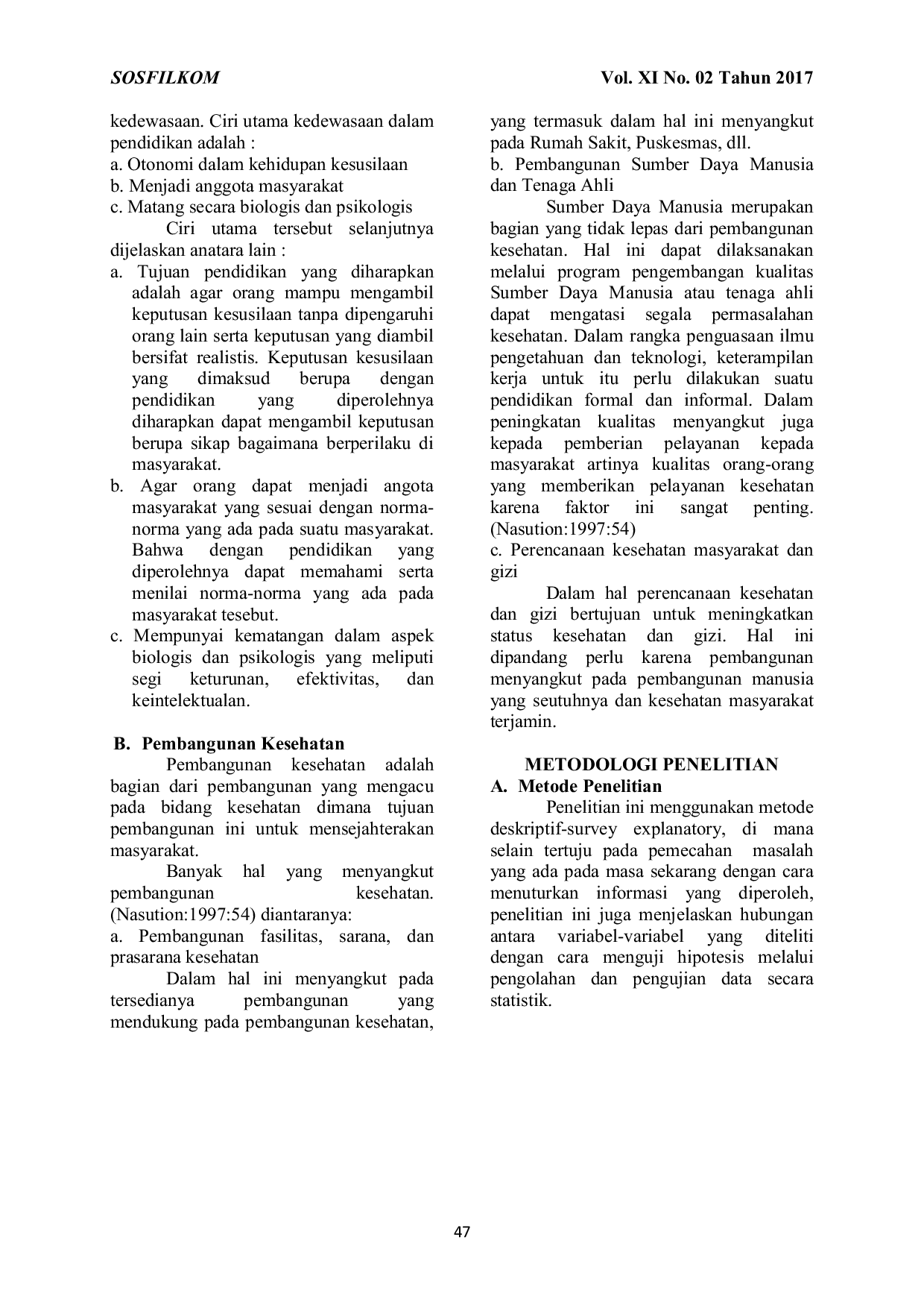 JURIS Pengaruh Pendidikan Terhadap Pembangunan Kesehatan Di Desa Dompyongwetan Kecamatan Gebang Kabupaten Cirebon