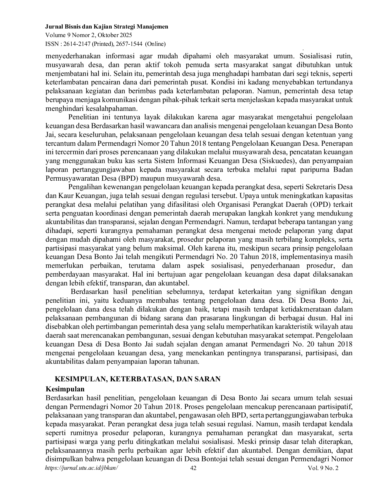 JURIS Analisis Pengelolaan Keuangan Desa Pada Desa Bonto Jai Kecamatan Bissapu Kabupaten Bantaeng