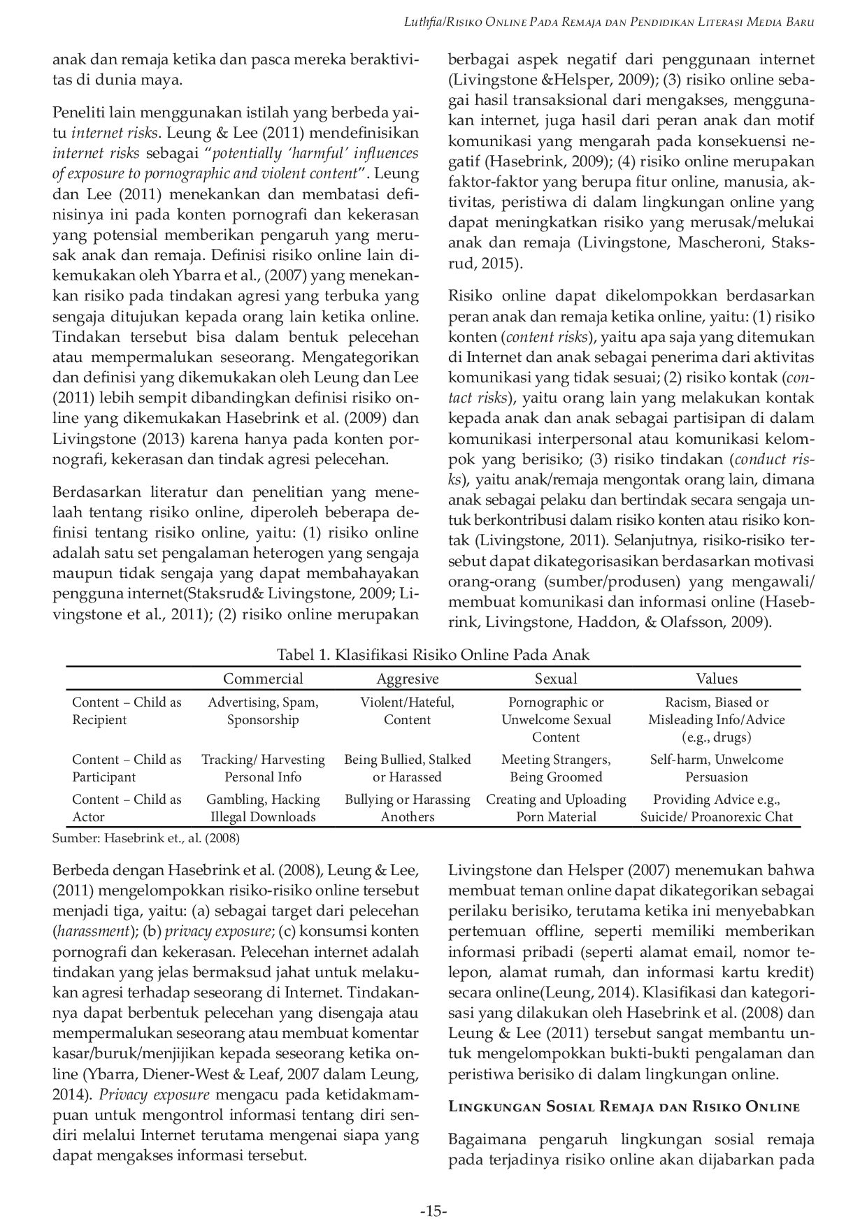 JURIS Risiko Online Pada Remaja dan Pendidikan Literasi Media Baru