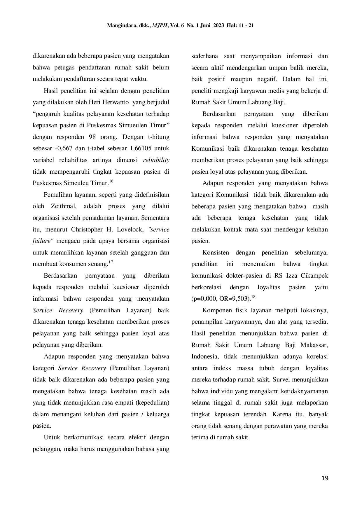 JURIS Relationship Between Service Quality and Patient Loyality In The Installation of Labuang Baji Hospital Makassar