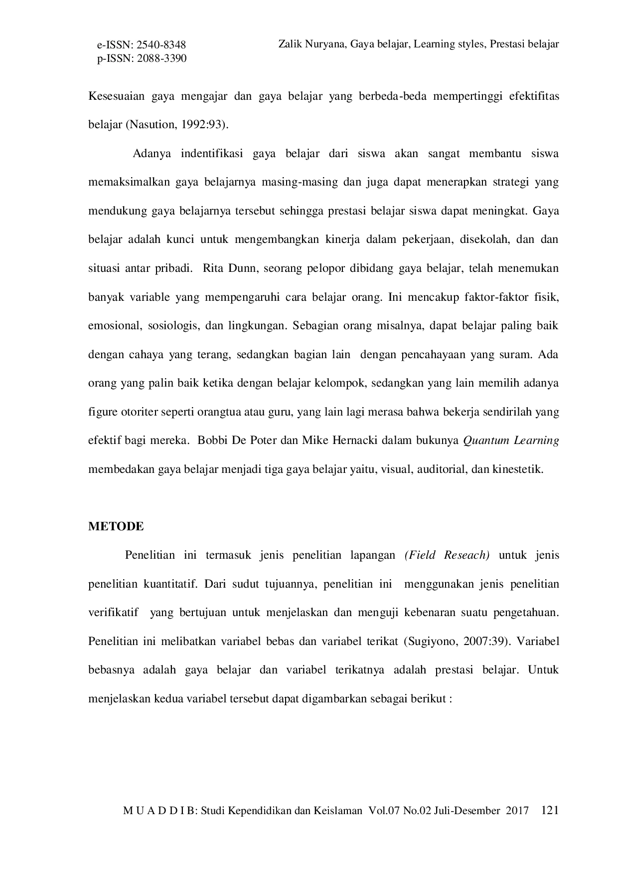 JURIS Learning Style Sebagai Upaya Peningkatan Prestasi Belajar