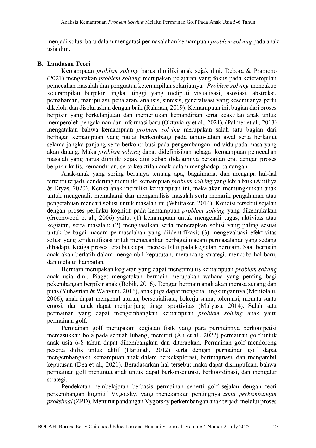 JURIS Analisis Kemampuan Problem Solving melalui Permainan Golf pada Anak Usia 5 6 Tahun